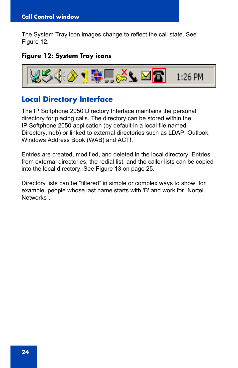 Local directory interface | Nortel Networks 2050 User Manual | Page 24 / 46