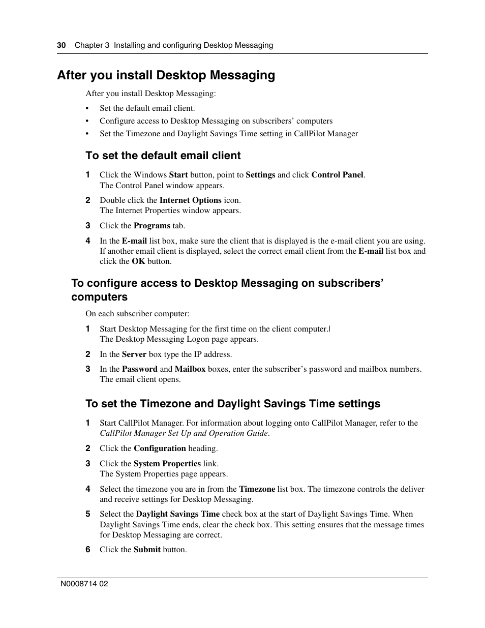 After you install desktop messaging | Nortel Networks CallPilot 100 User Manual | Page 30 / 68