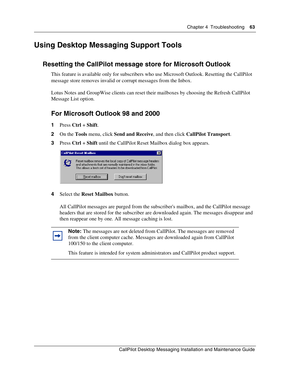 Using desktop messaging support tools | Nortel Networks CallPilot 100 User Manual | Page 63 / 68