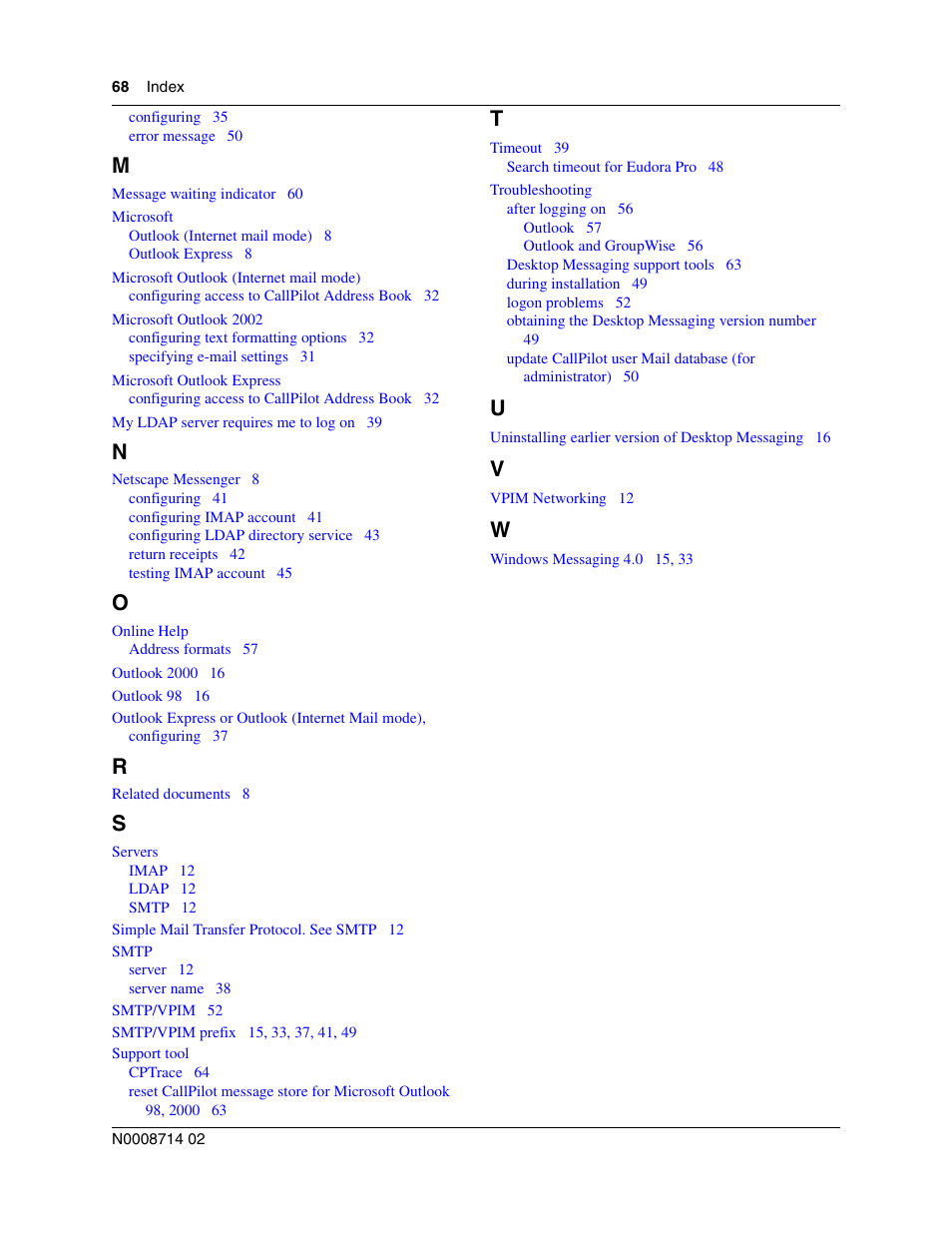 Nortel Networks CallPilot 100 User Manual | Page 68 / 68