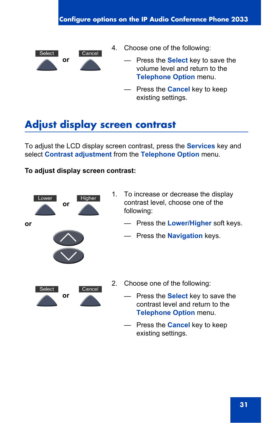 Adjust display screen contrast | Nortel Networks NN-10300-014 User Manual | Page 31 / 90