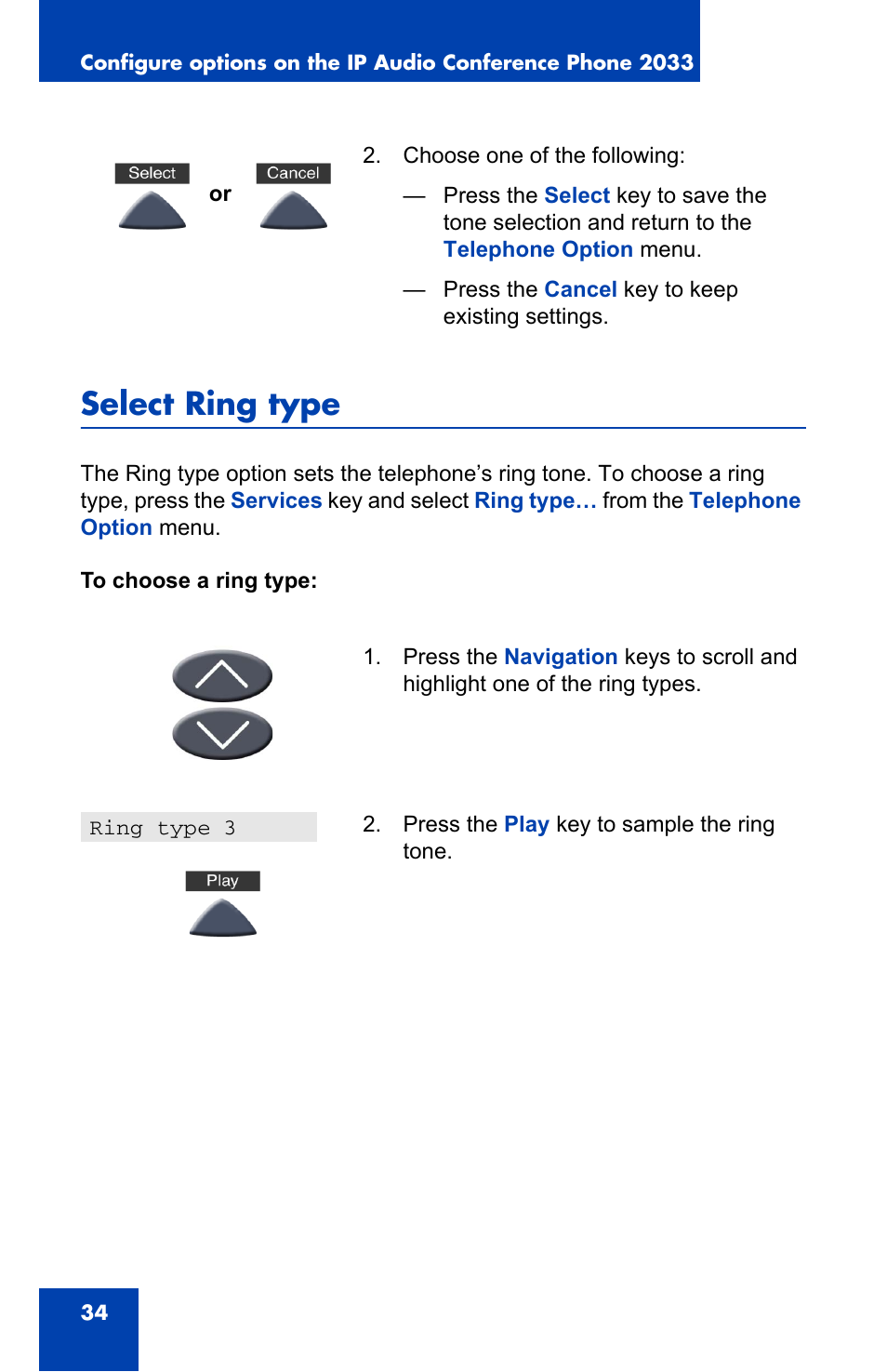 Select ring type | Nortel Networks NN-10300-014 User Manual | Page 34 / 90