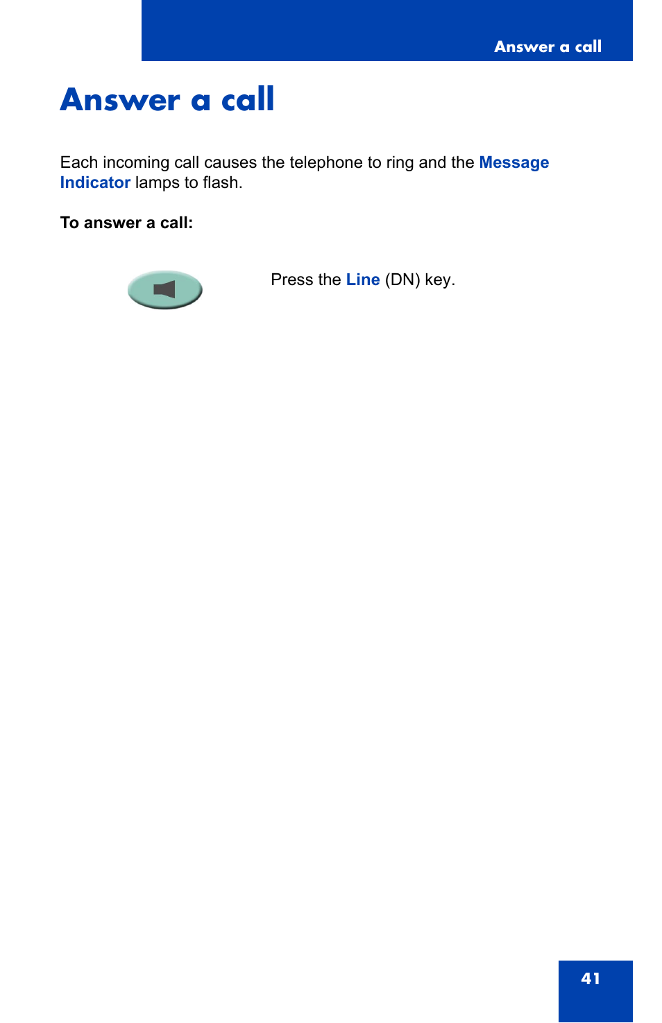 Answer a call | Nortel Networks NN-10300-014 User Manual | Page 41 / 90