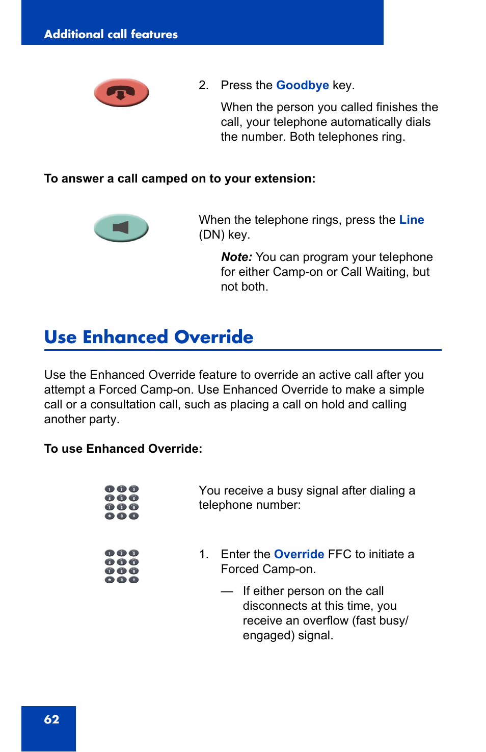 Use enhanced override | Nortel Networks NN-10300-014 User Manual | Page 62 / 90