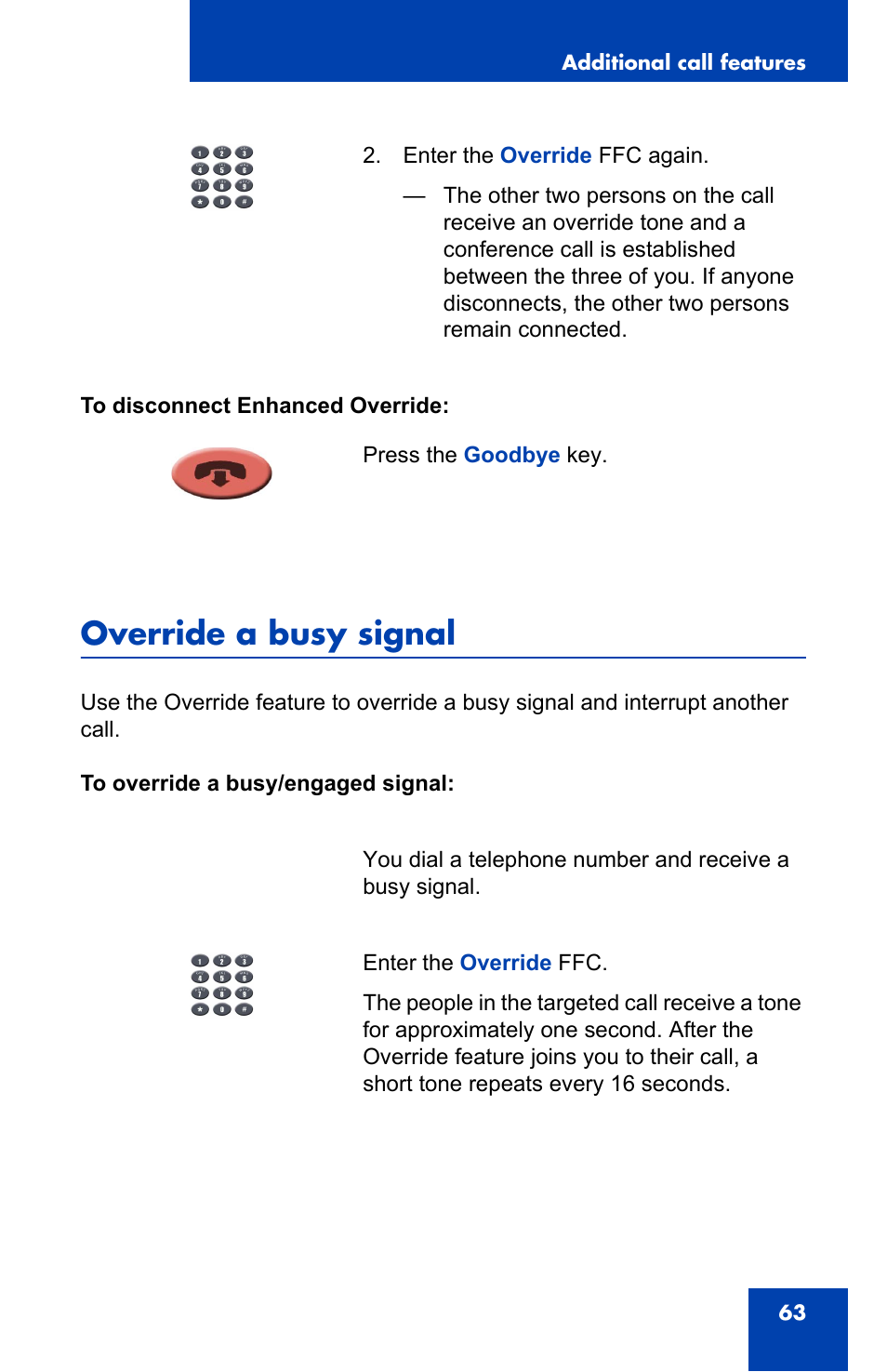 Override a busy signal | Nortel Networks NN-10300-014 User Manual | Page 63 / 90