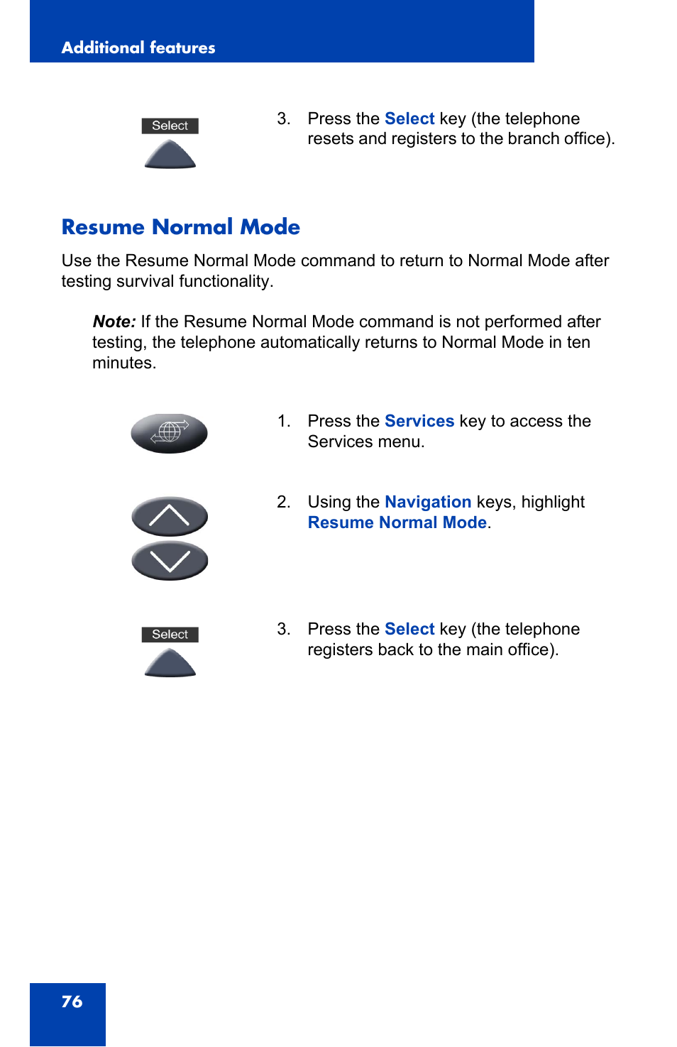 Resume normal mode | Nortel Networks NN-10300-014 User Manual | Page 76 / 90