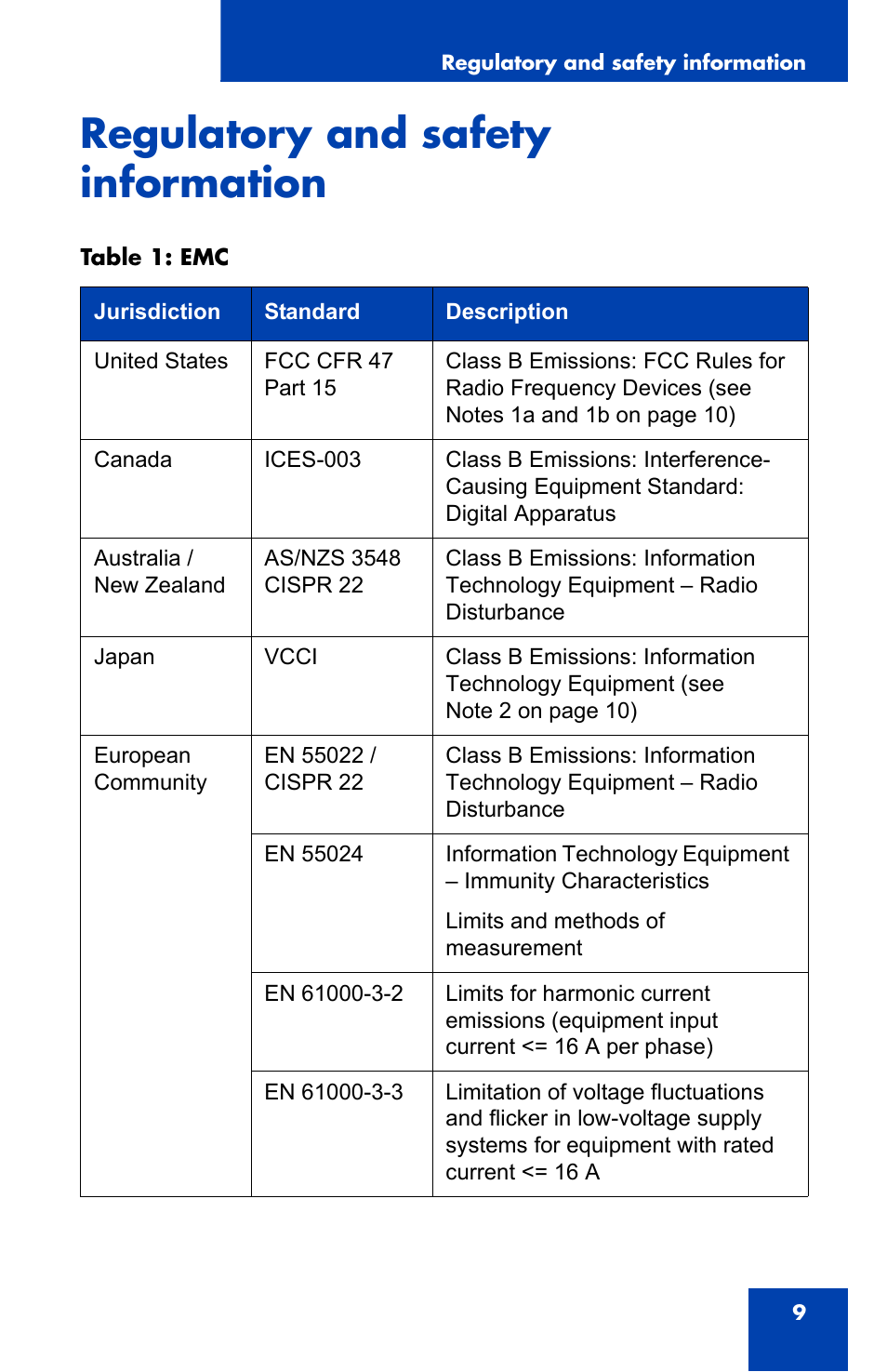 Regulatory and safety information | Nortel Networks NN-10300-014 User Manual | Page 9 / 90