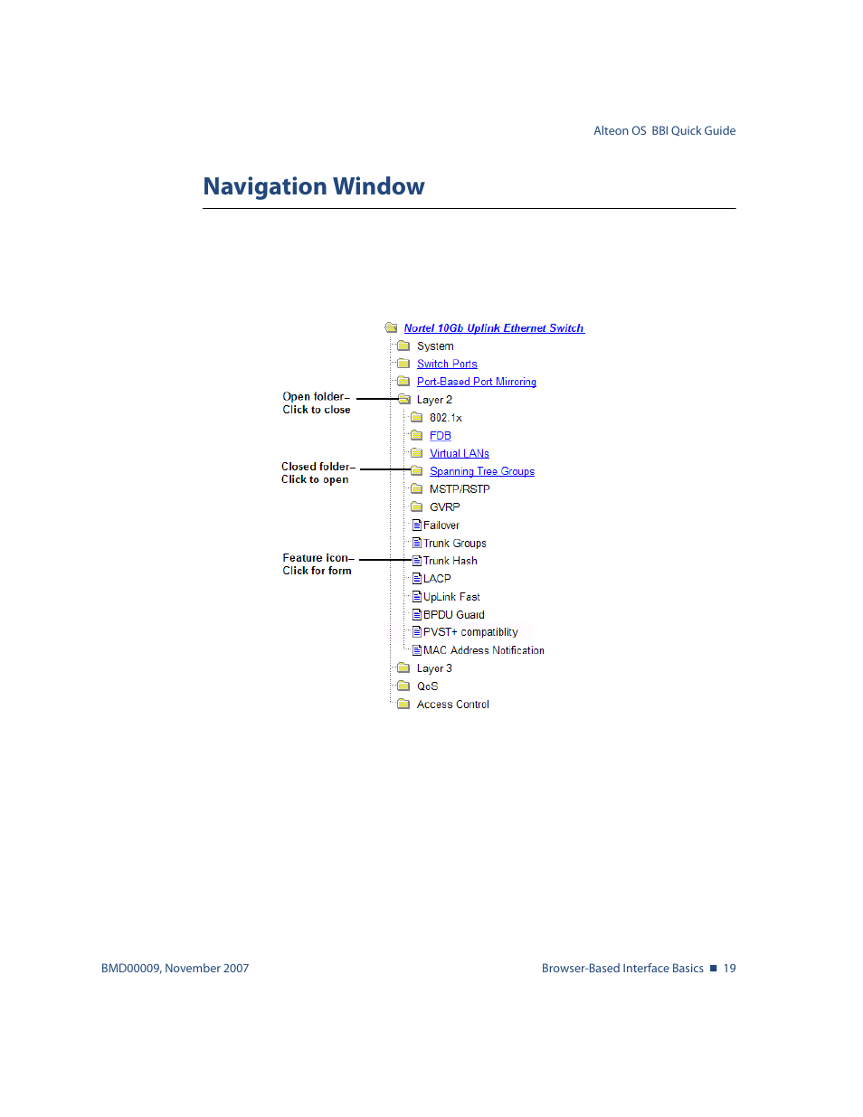 Navigation window, Navigation window 19 | Nortel Networks ALTEON OS BMD00009 User Manual | Page 19 / 32