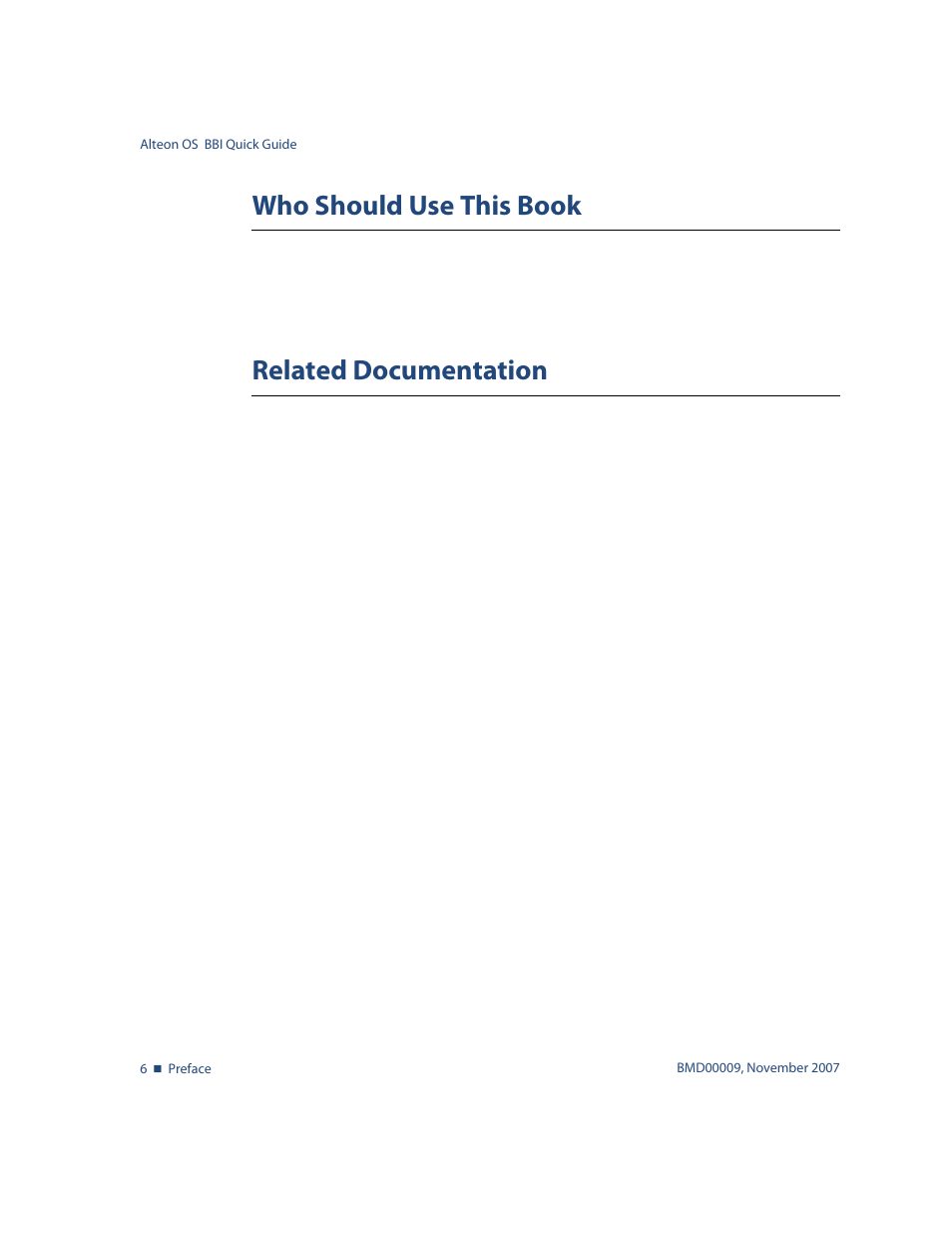 Who should use this book, Related documentation, Who should use this book 6 related documentation 6 | Nortel Networks ALTEON OS BMD00009 User Manual | Page 6 / 32