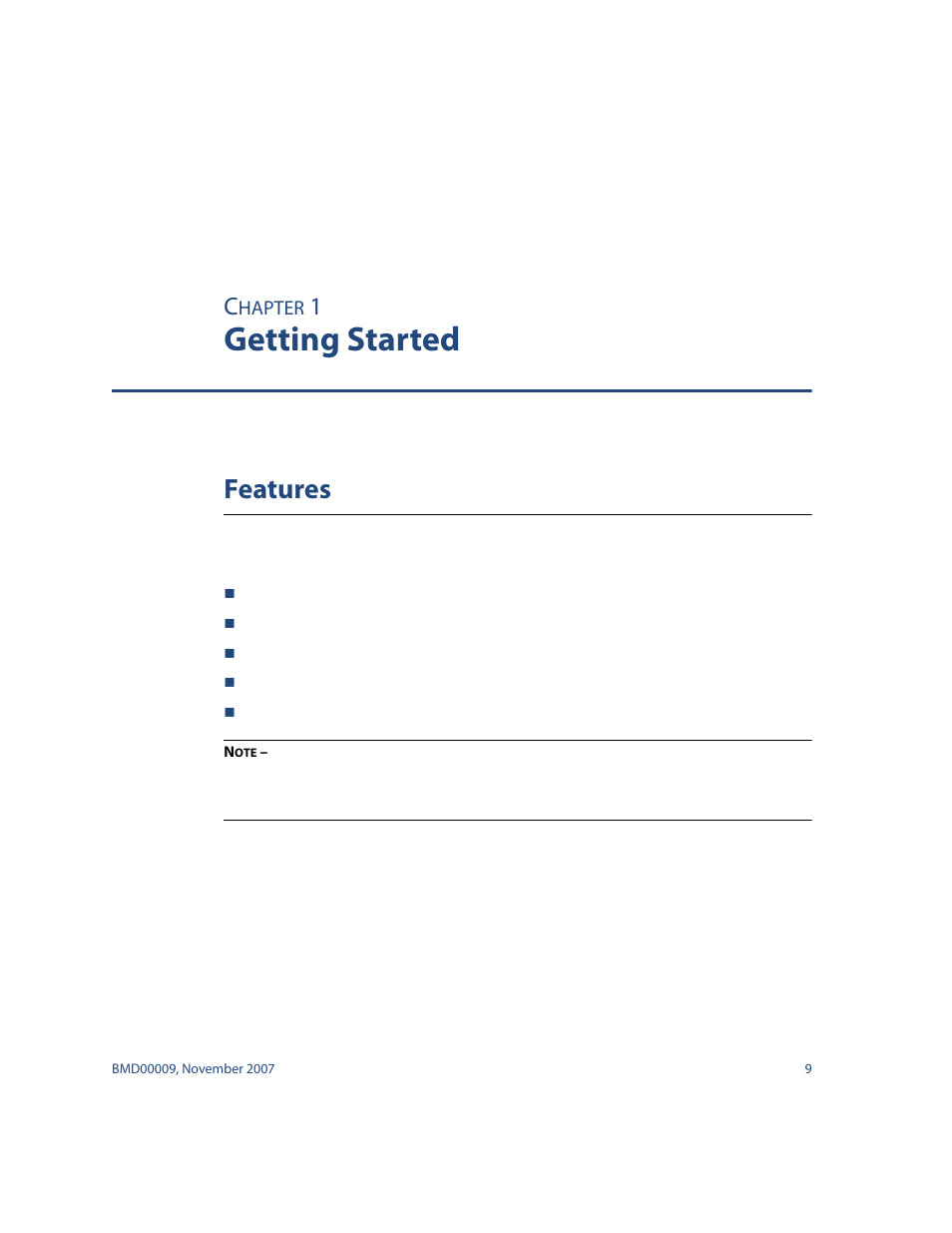 Getting started, Features, Chapter 1: getting started 9 | Features 9 | Nortel Networks ALTEON OS BMD00009 User Manual | Page 9 / 32