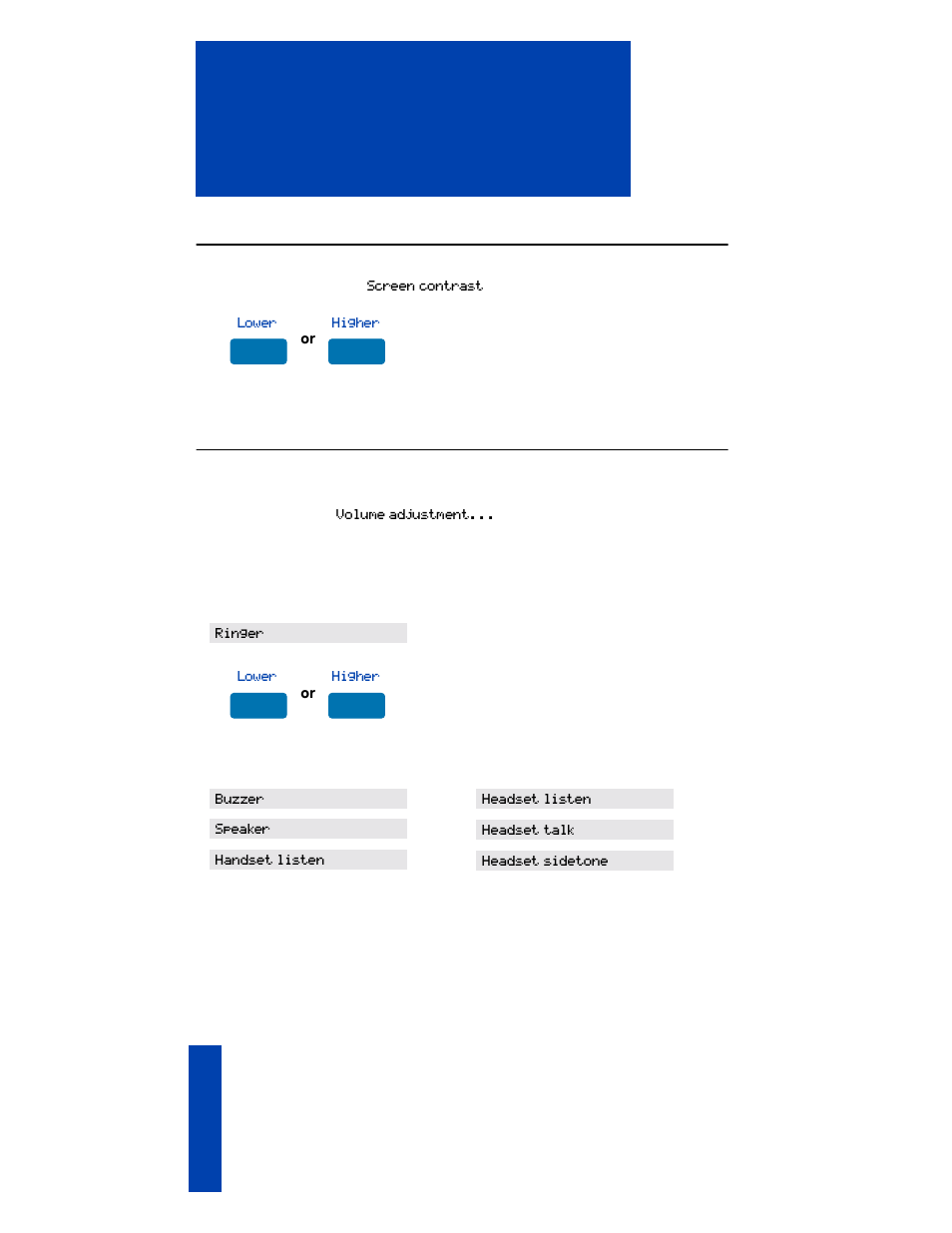 Adjust screen contrast, Adjust volume, Adjust screen contrast 26 | Adjust volume 26 | Nortel Networks SL-100 User Manual | Page 26 / 110