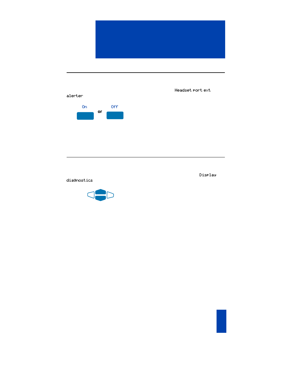 Headset port external alerter, Display diagnostics, Headset port external alerter 31 | Display diagnostics 31 | Nortel Networks SL-100 User Manual | Page 31 / 110