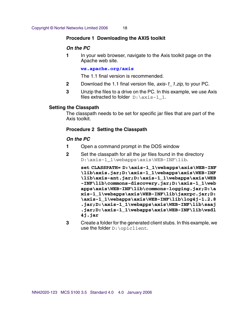 Setting the classpath | Nortel Networks NN42020-123 User Manual | Page 18 / 58
