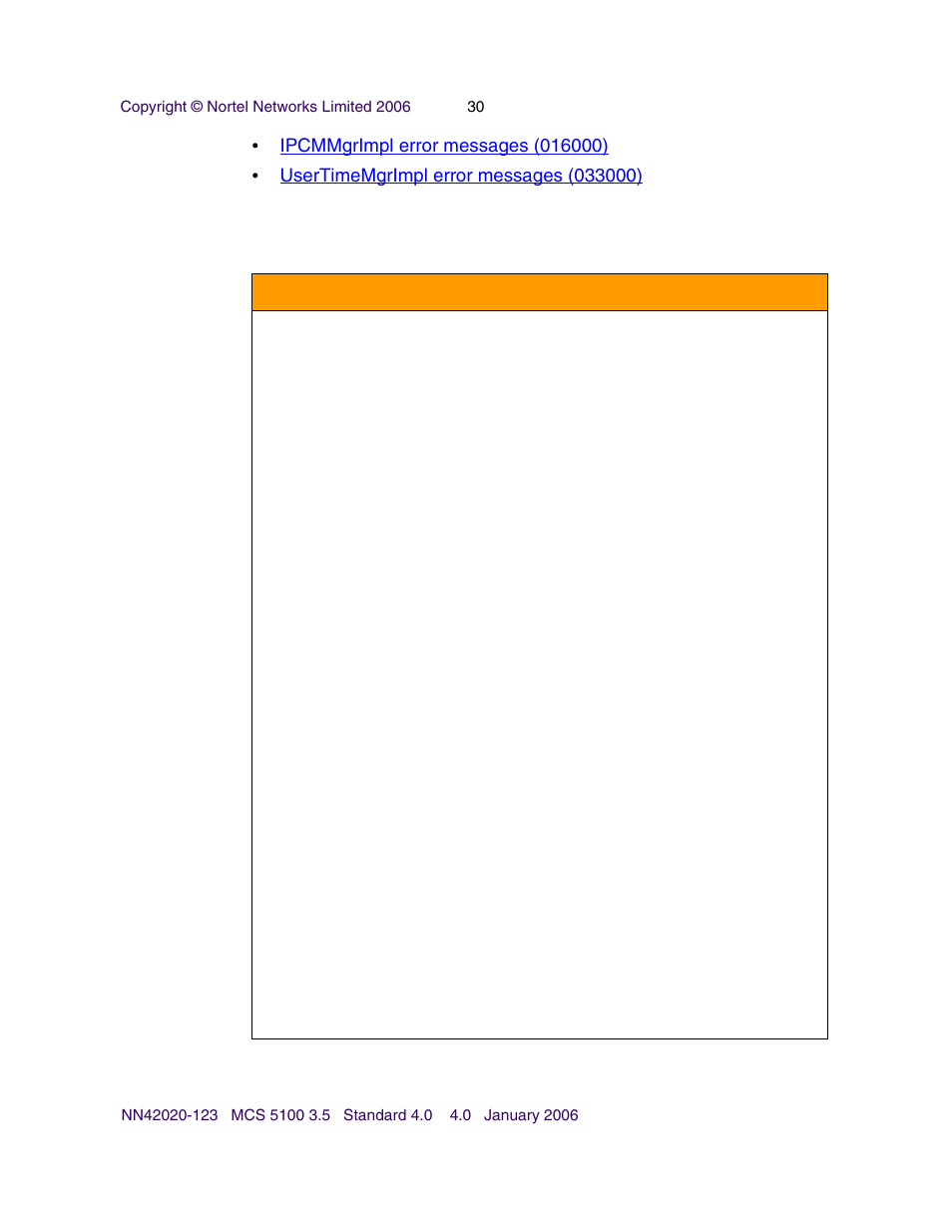 Data-access error messages (000000) | Nortel Networks NN42020-123 User Manual | Page 30 / 58