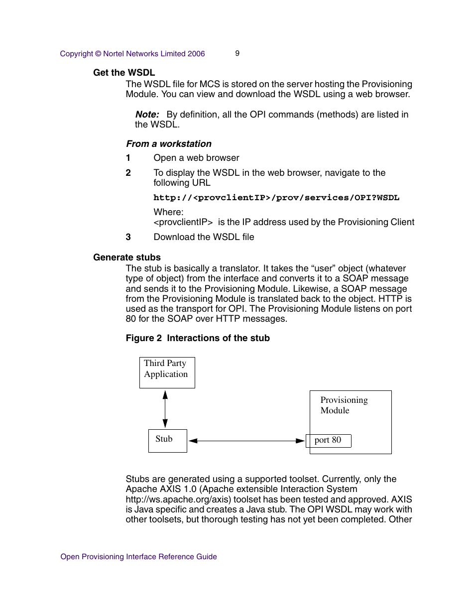 Get the wsdl, Generate stubs | Nortel Networks NN42020-123 User Manual | Page 9 / 58