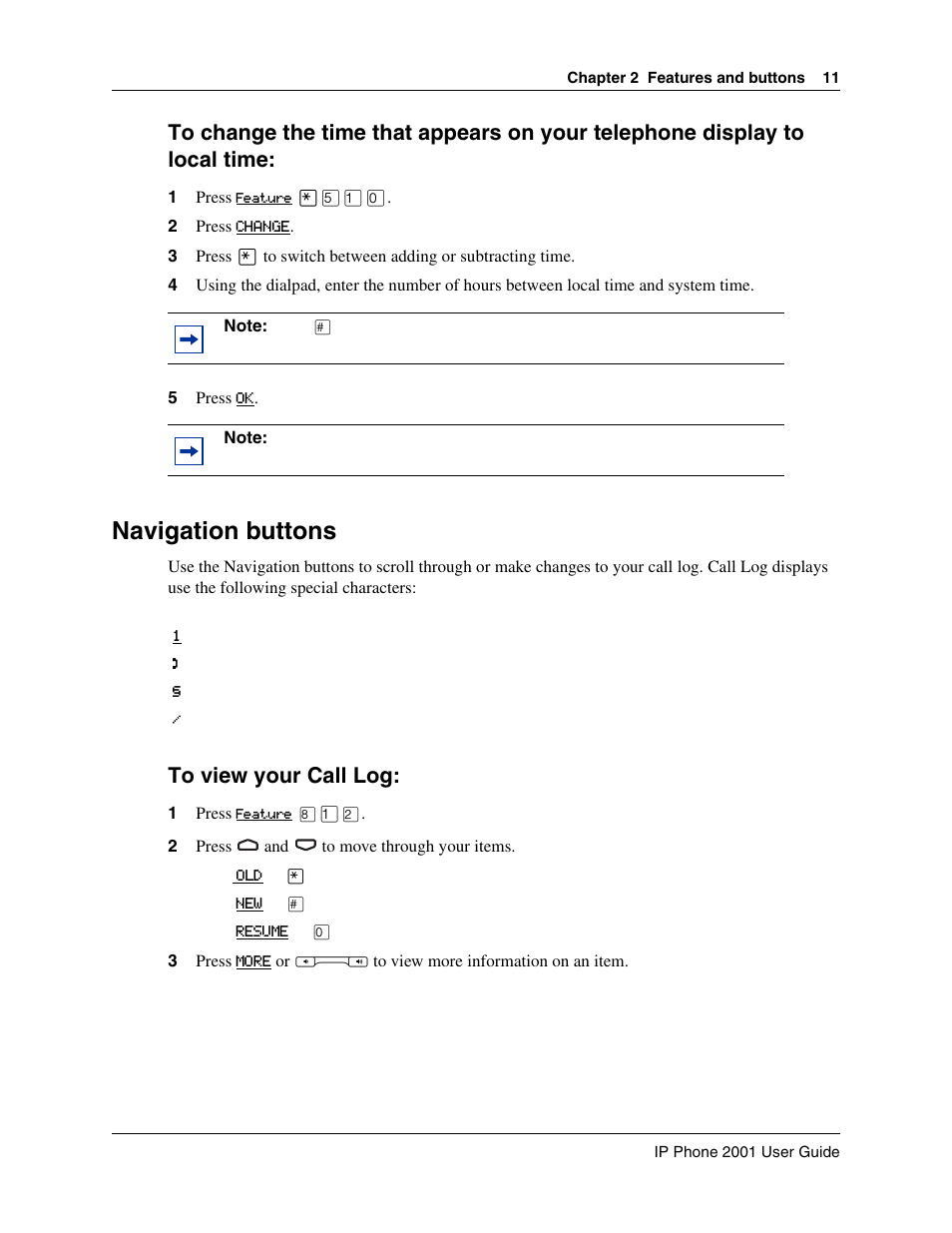 Navigation buttons | Nortel Networks 2001 User Manual | Page 11 / 14