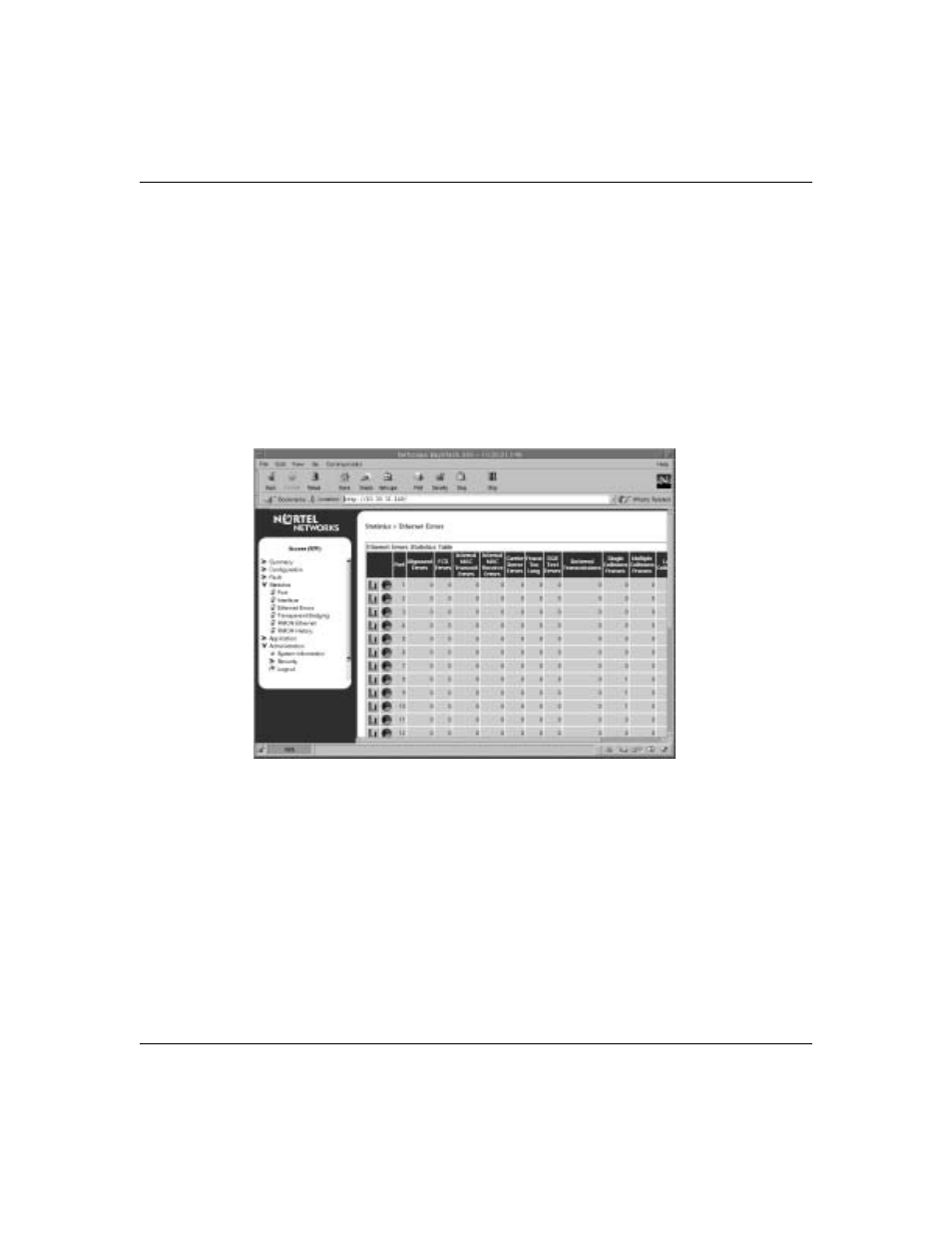 Viewing ethernet error statistics, Figure 45 | Nortel Networks 380-24F User Manual | Page 109 / 158
