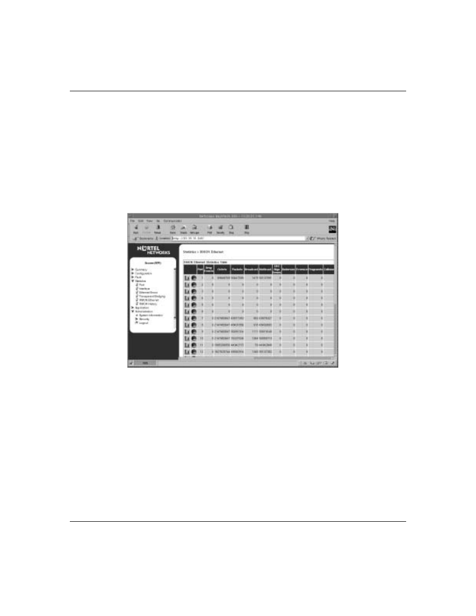 Viewing rmon ethernet statistics, Figure 34 | Nortel Networks 380-24F User Manual | Page 92 / 158