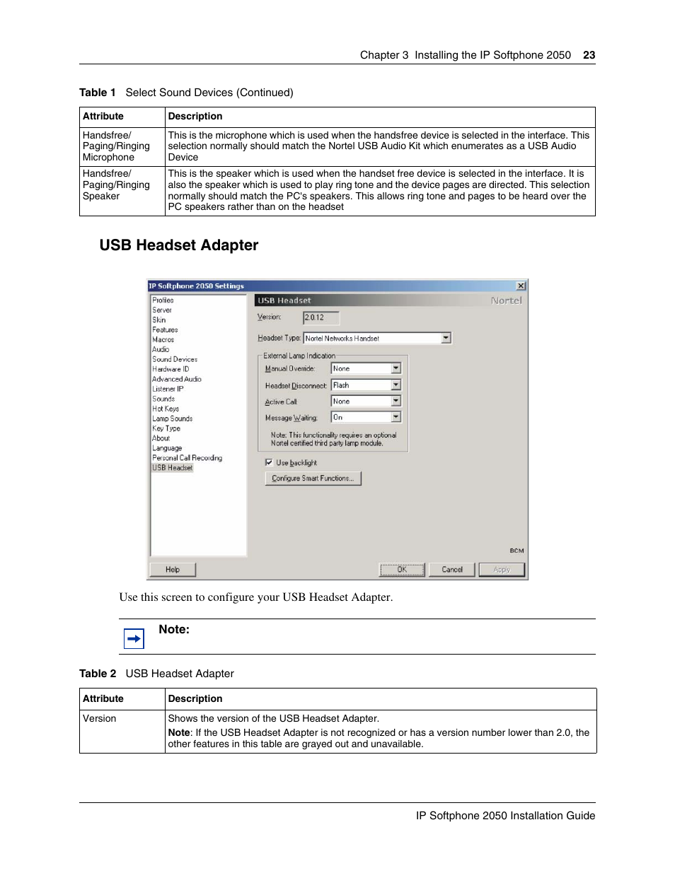 Usb headset adapter | Nortel Networks BCM50 2.0 User Manual | Page 23 / 36