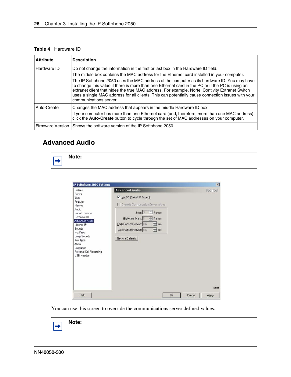 Advanced audio | Nortel Networks BCM50 2.0 User Manual | Page 26 / 36