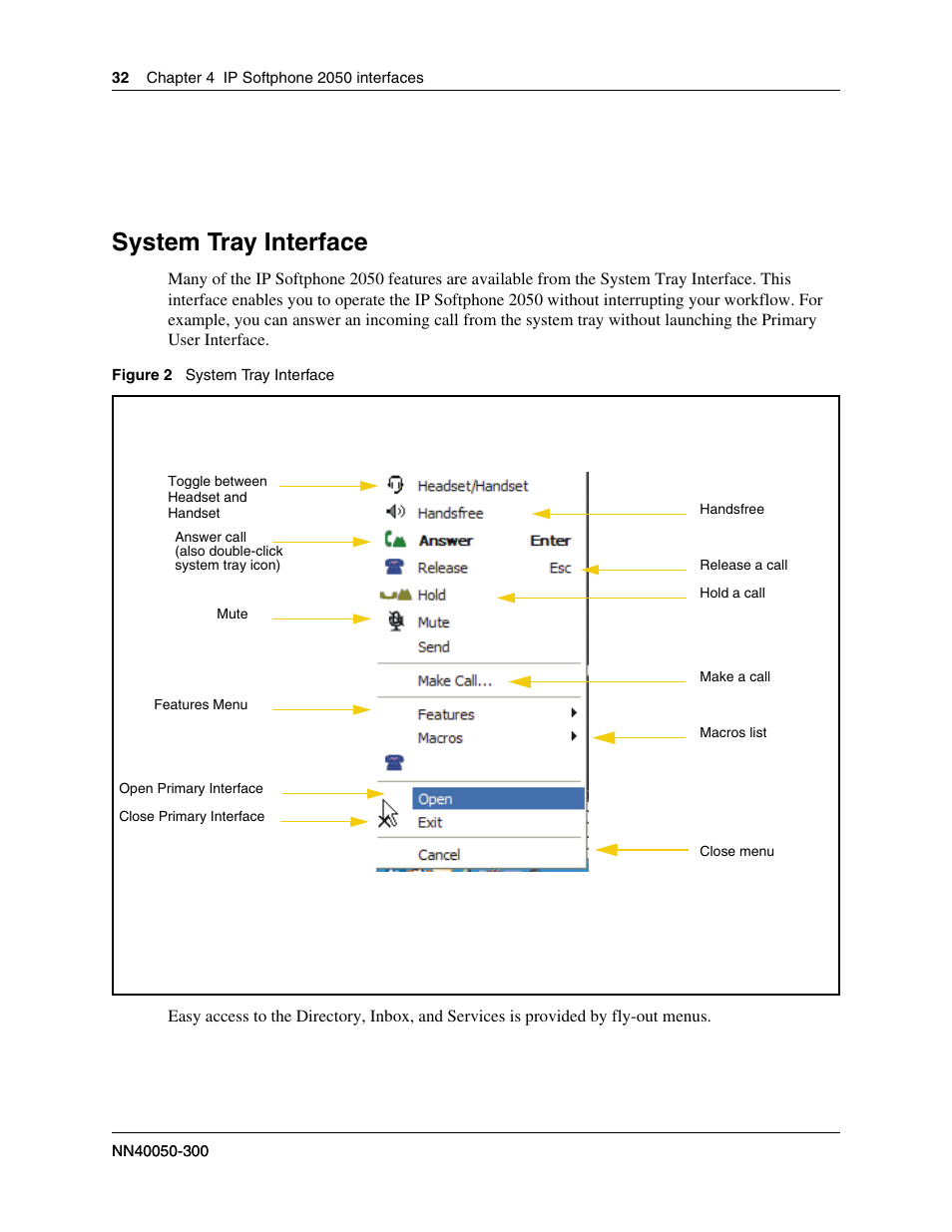 System tray interface | Nortel Networks BCM50 2.0 User Manual | Page 32 / 36