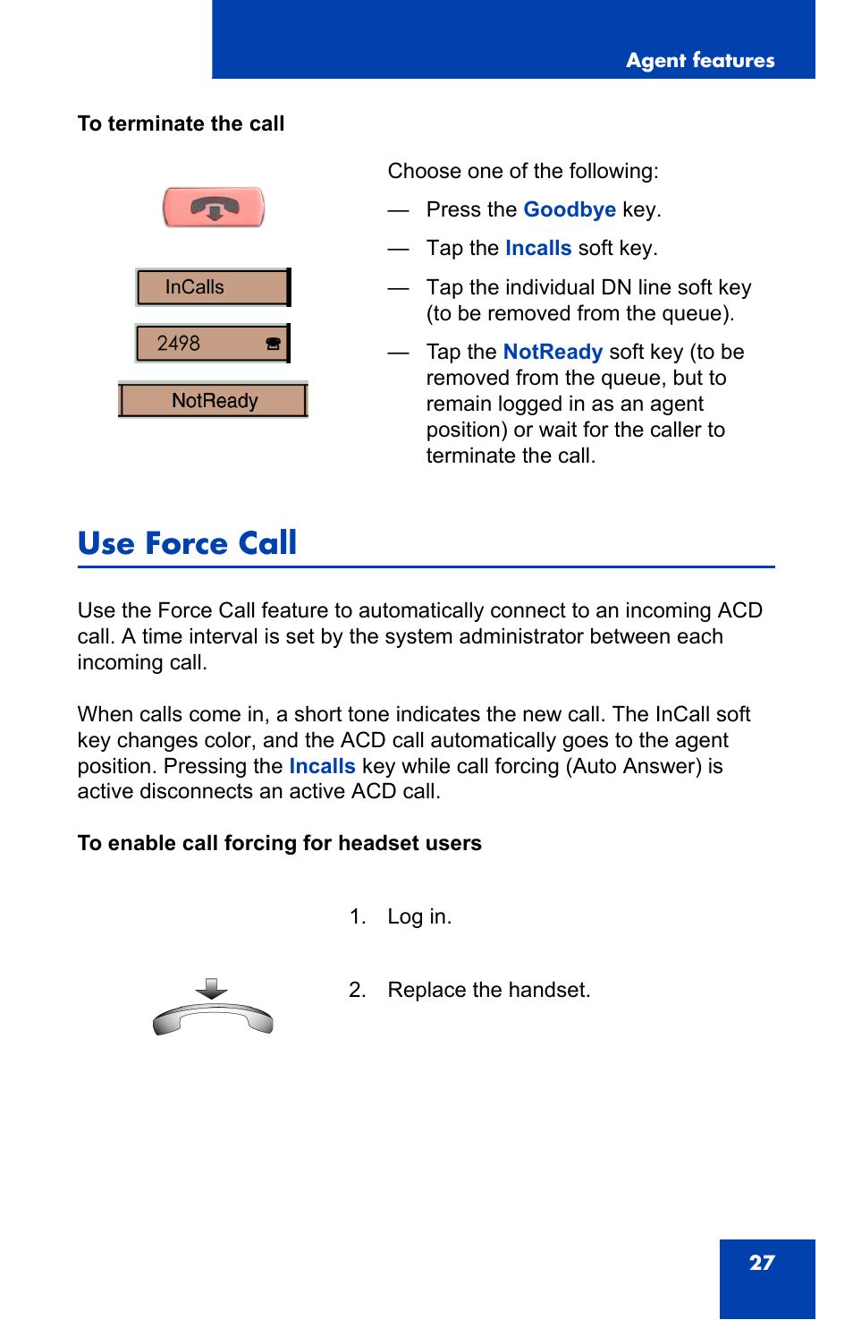 Use force call | Nortel Networks 1000 User Manual | Page 27 / 54