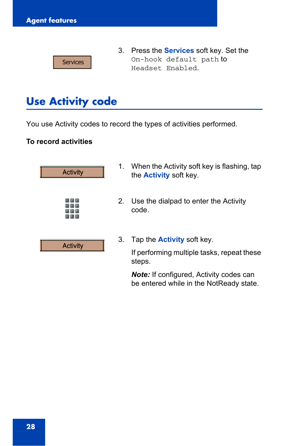 Use activity code | Nortel Networks 1000 User Manual | Page 28 / 54