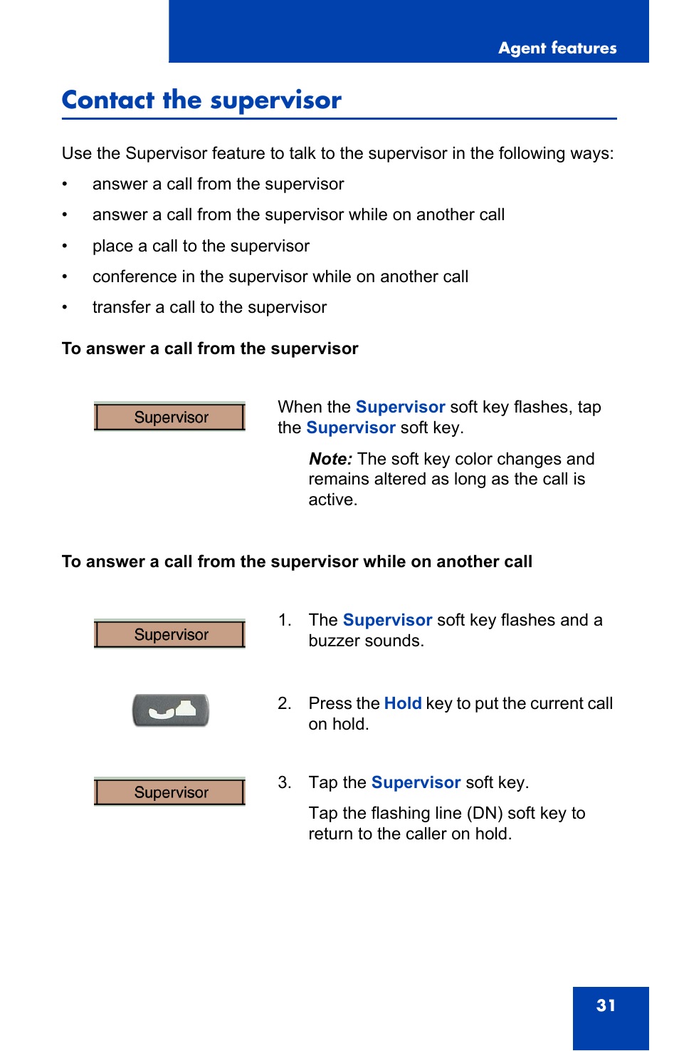 Contact the supervisor | Nortel Networks 1000 User Manual | Page 31 / 54