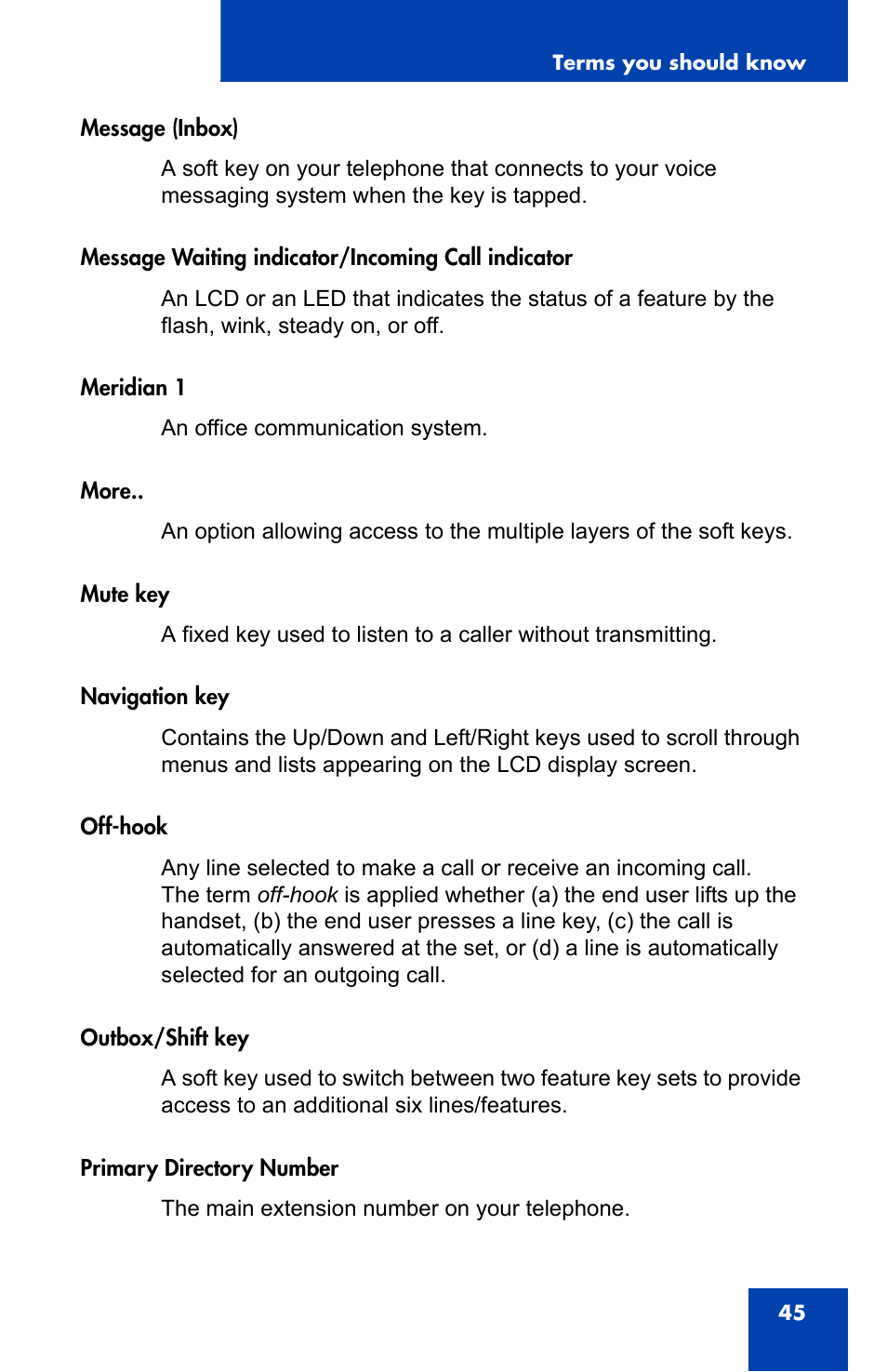 Nortel Networks 1000 User Manual | Page 43 / 54