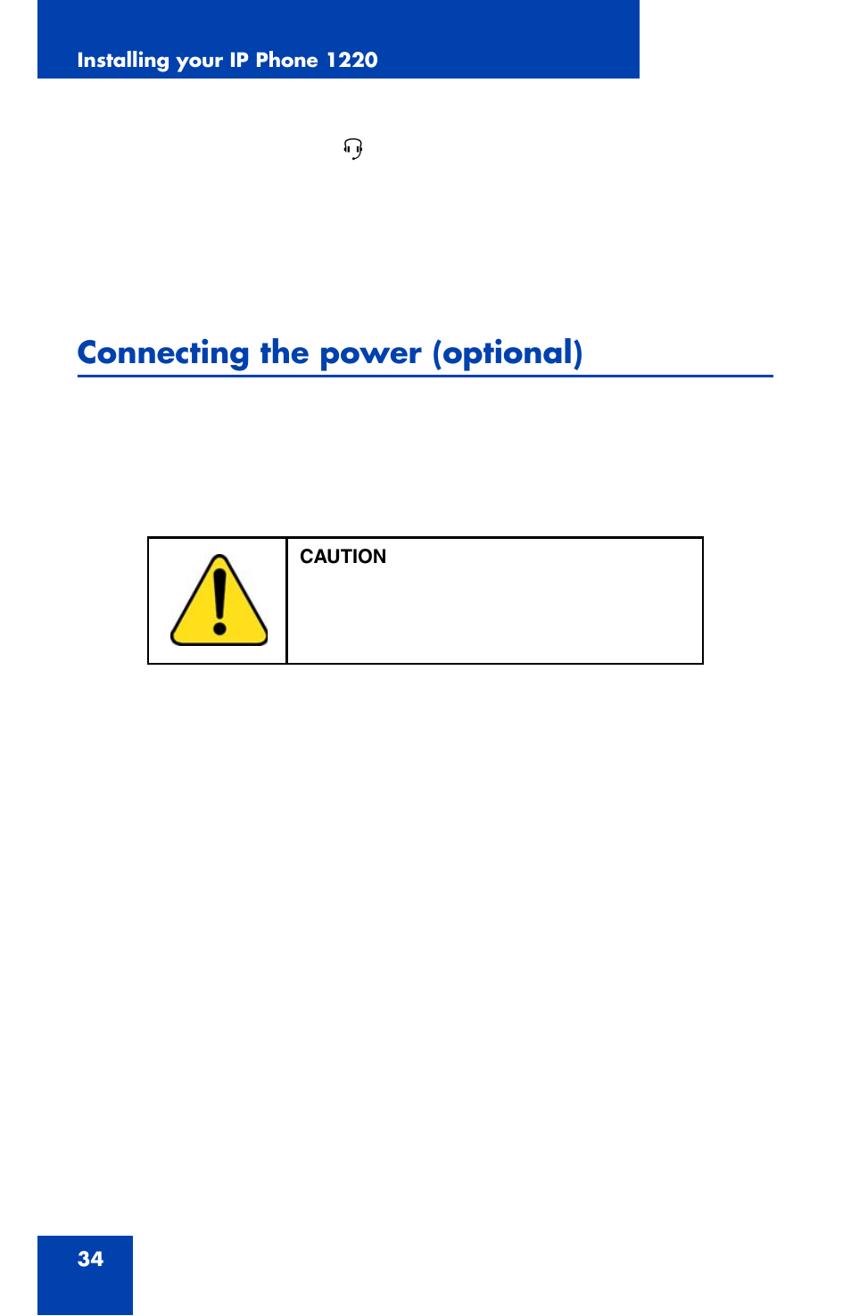 Connecting the power (optional) | Nortel Networks 1220 User Manual | Page 34 / 166