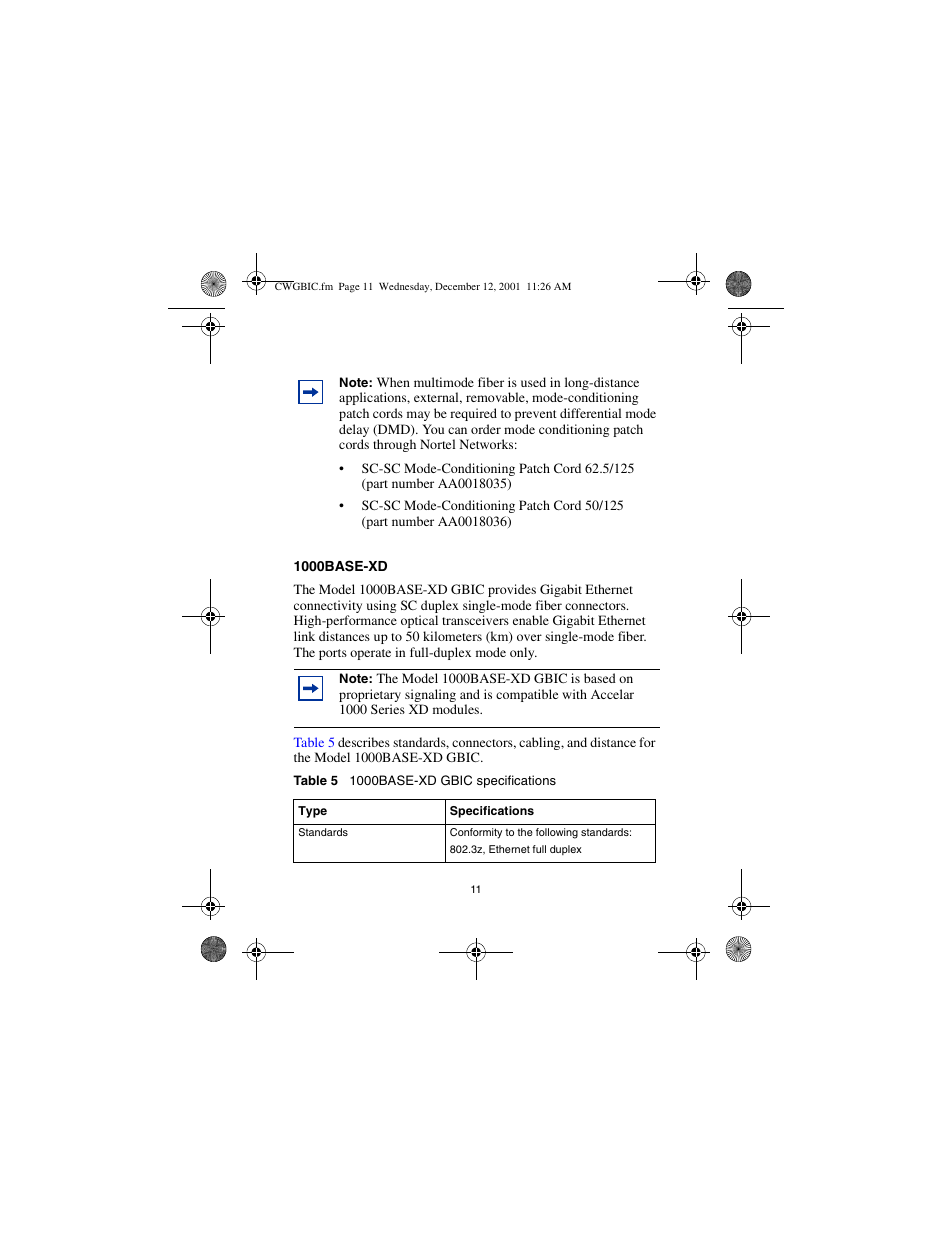 1000base-xd | Nortel Networks CWDM SFP User Manual | Page 13 / 34