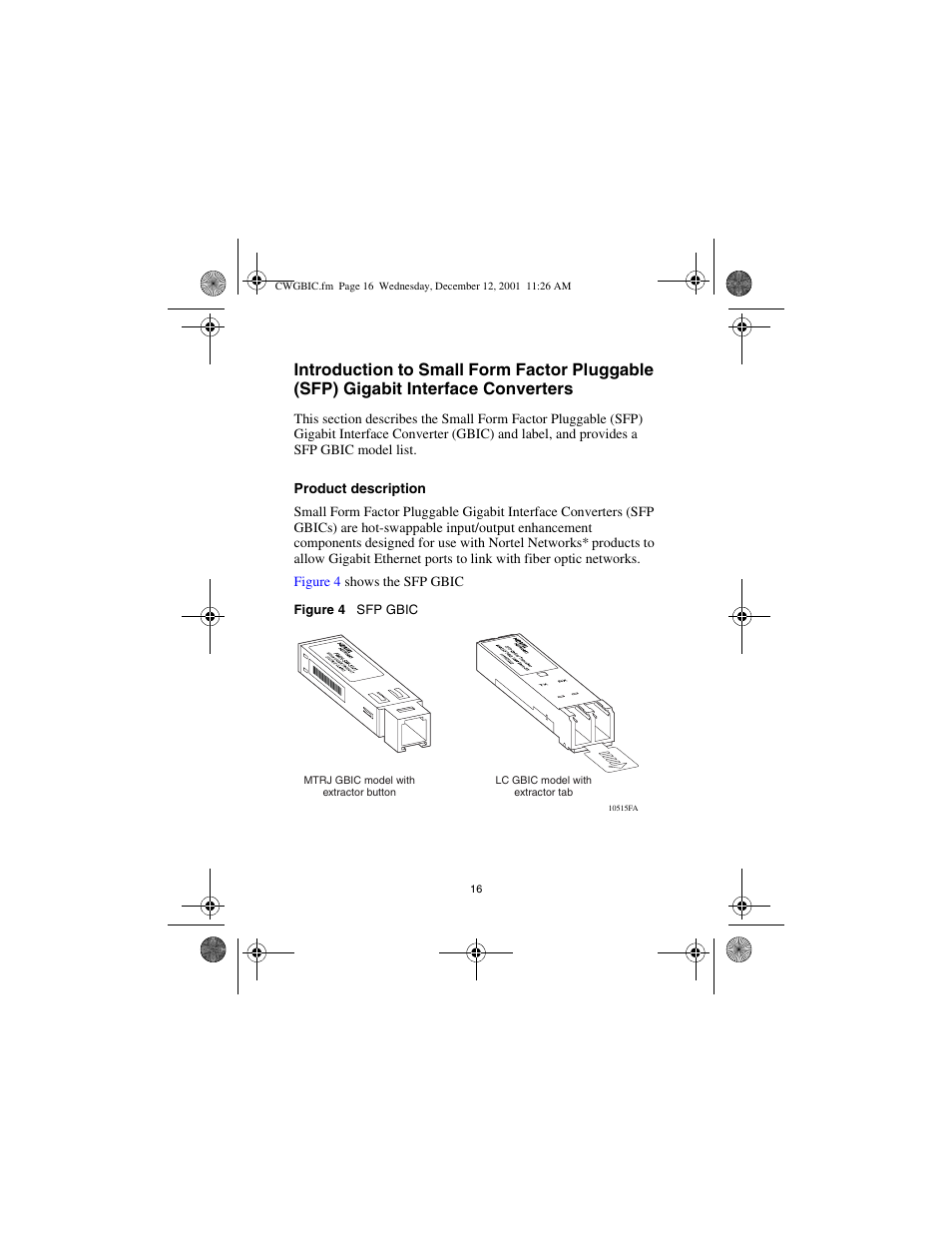 Product description | Nortel Networks CWDM SFP User Manual | Page 18 / 34