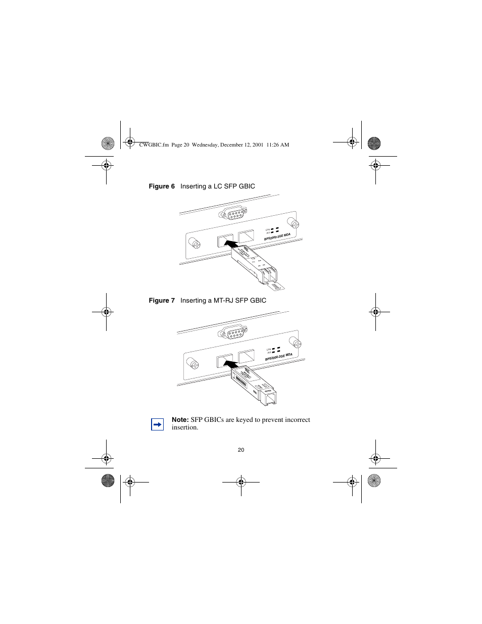Figure 7), Sfp gbics are keyed to prevent incorrect insertion | Nortel Networks CWDM SFP User Manual | Page 22 / 34