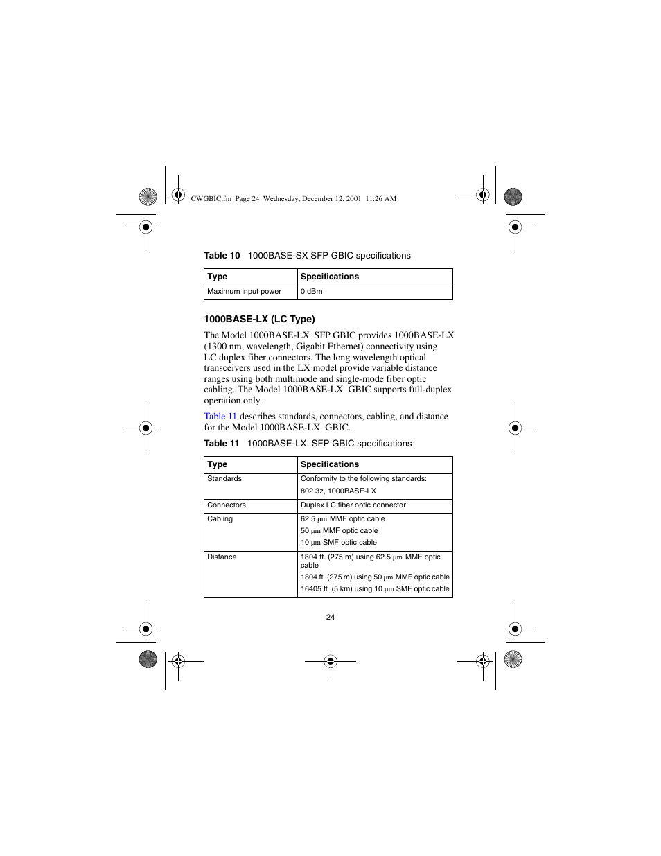 1000base-lx (lc type) | Nortel Networks CWDM SFP User Manual | Page 26 / 34