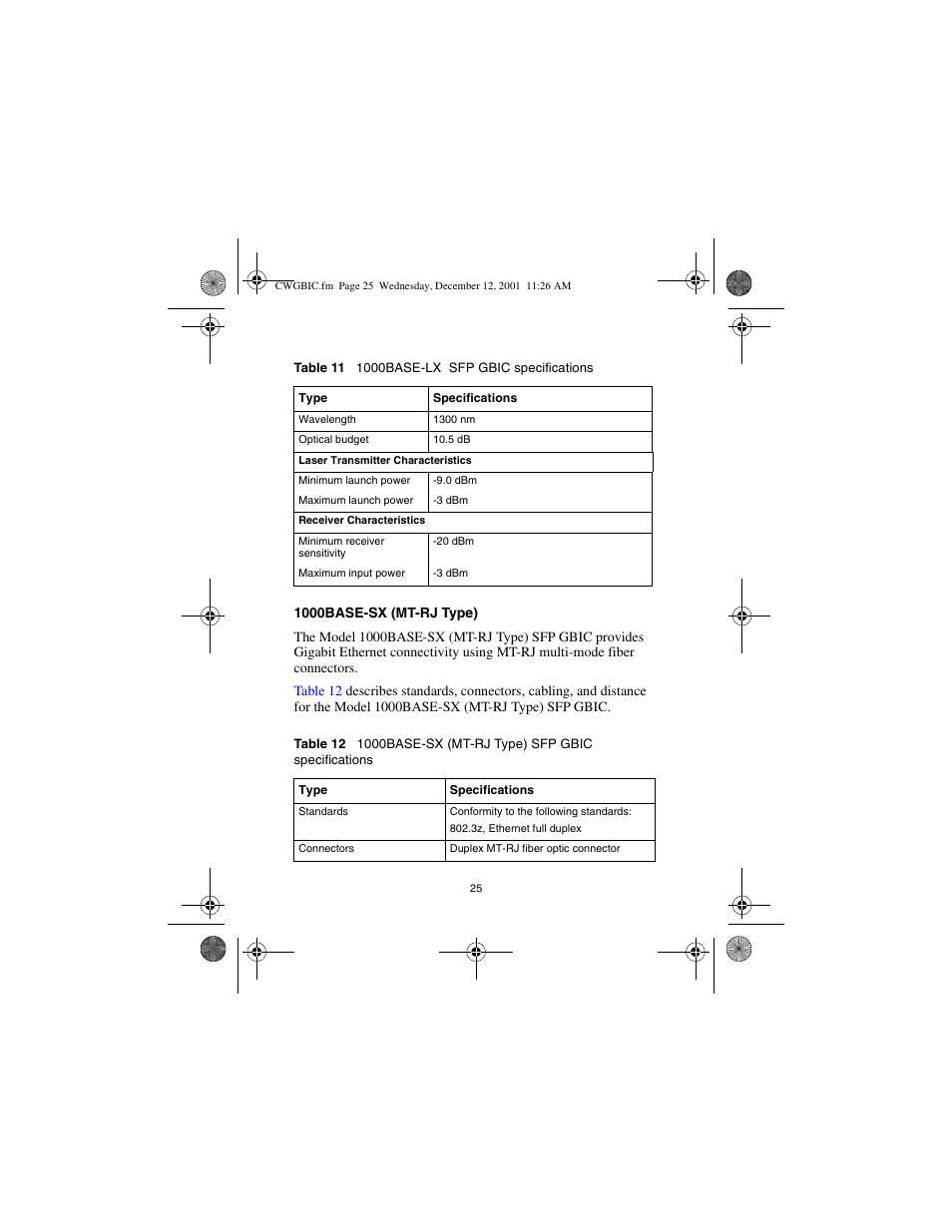 1000base-sx (mt-rj type) | Nortel Networks CWDM SFP User Manual | Page 27 / 34