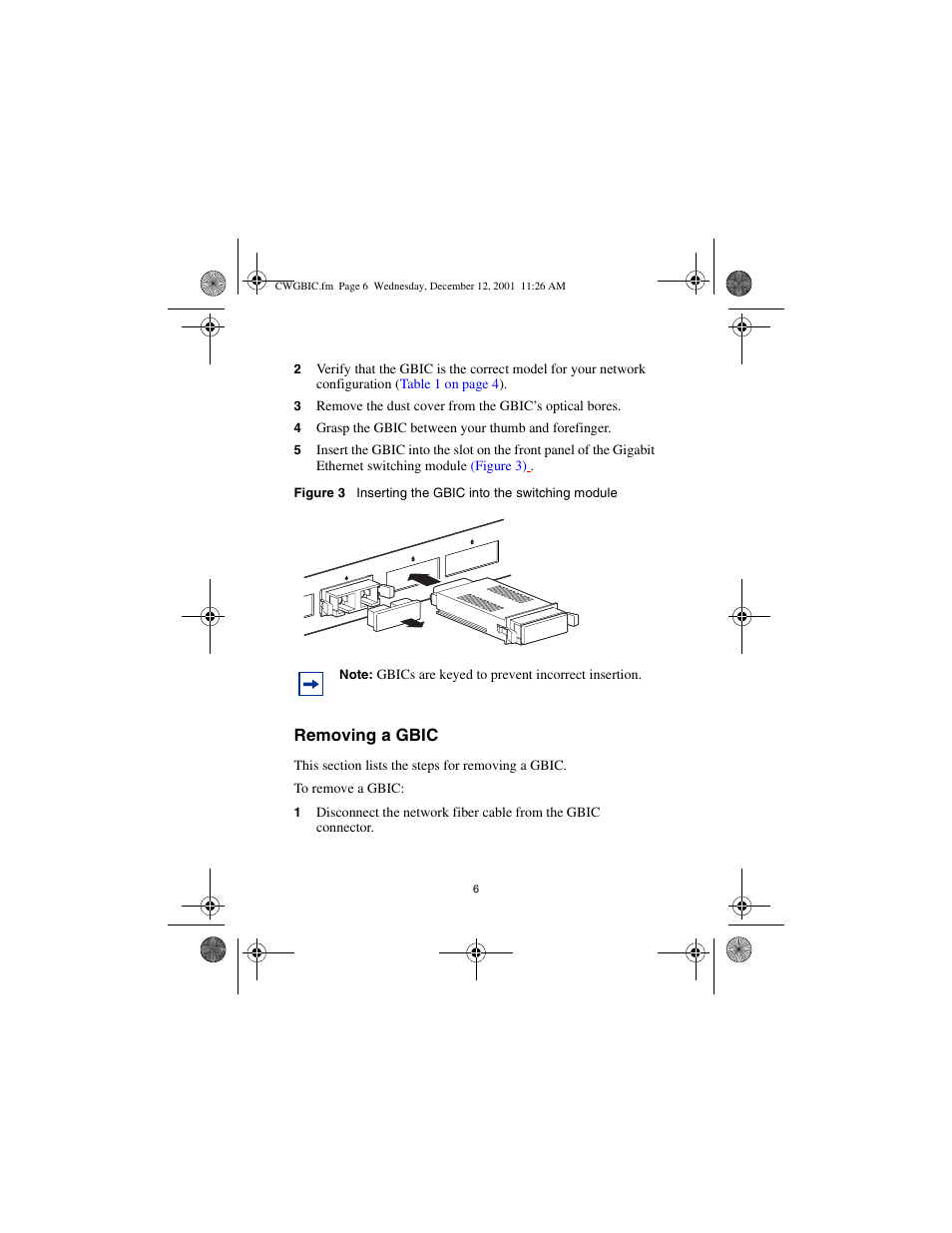 Removing a gbic | Nortel Networks CWDM SFP User Manual | Page 8 / 34