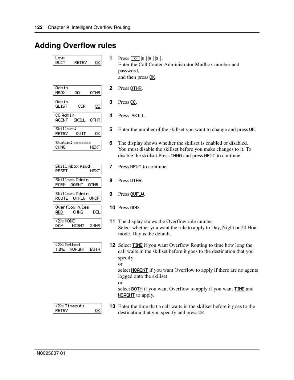 Adding overflow rules | Nortel Networks Call Center Telephone User Manual | Page 122 / 191