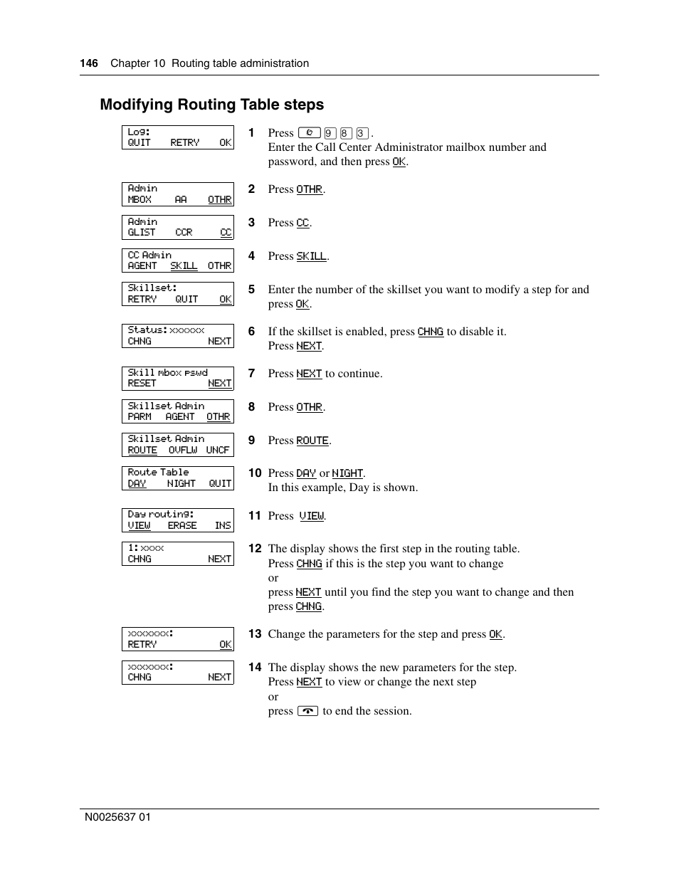 Modifying routing table steps | Nortel Networks Call Center Telephone User Manual | Page 146 / 191