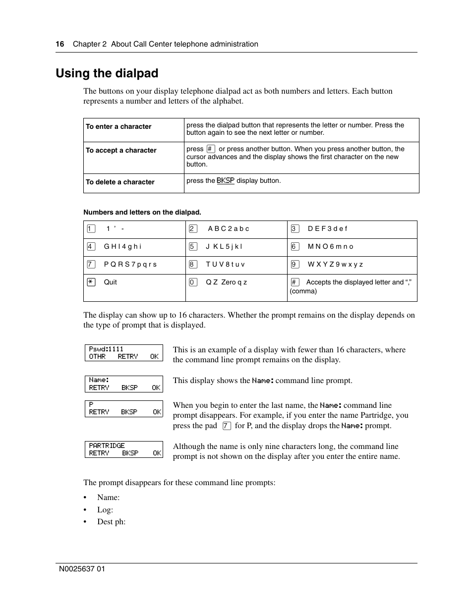 Using the dialpad | Nortel Networks Call Center Telephone User Manual | Page 16 / 191