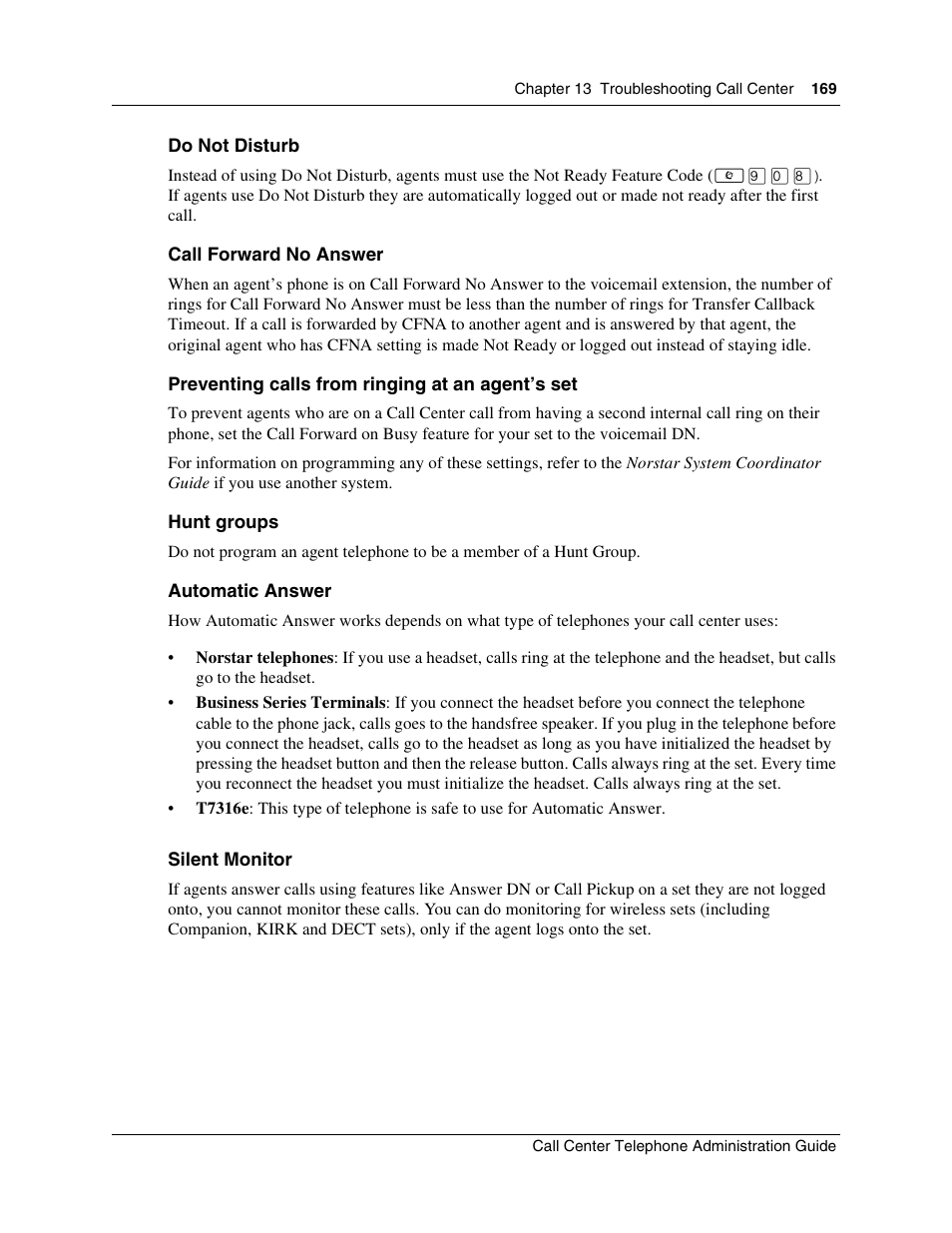 Nortel Networks Call Center Telephone User Manual | Page 169 / 191