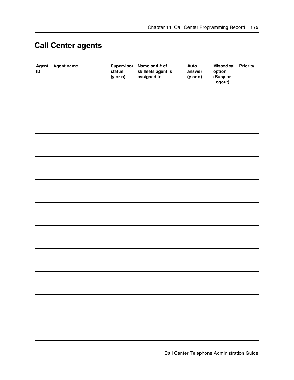 Call center agents | Nortel Networks Call Center Telephone User Manual | Page 175 / 191