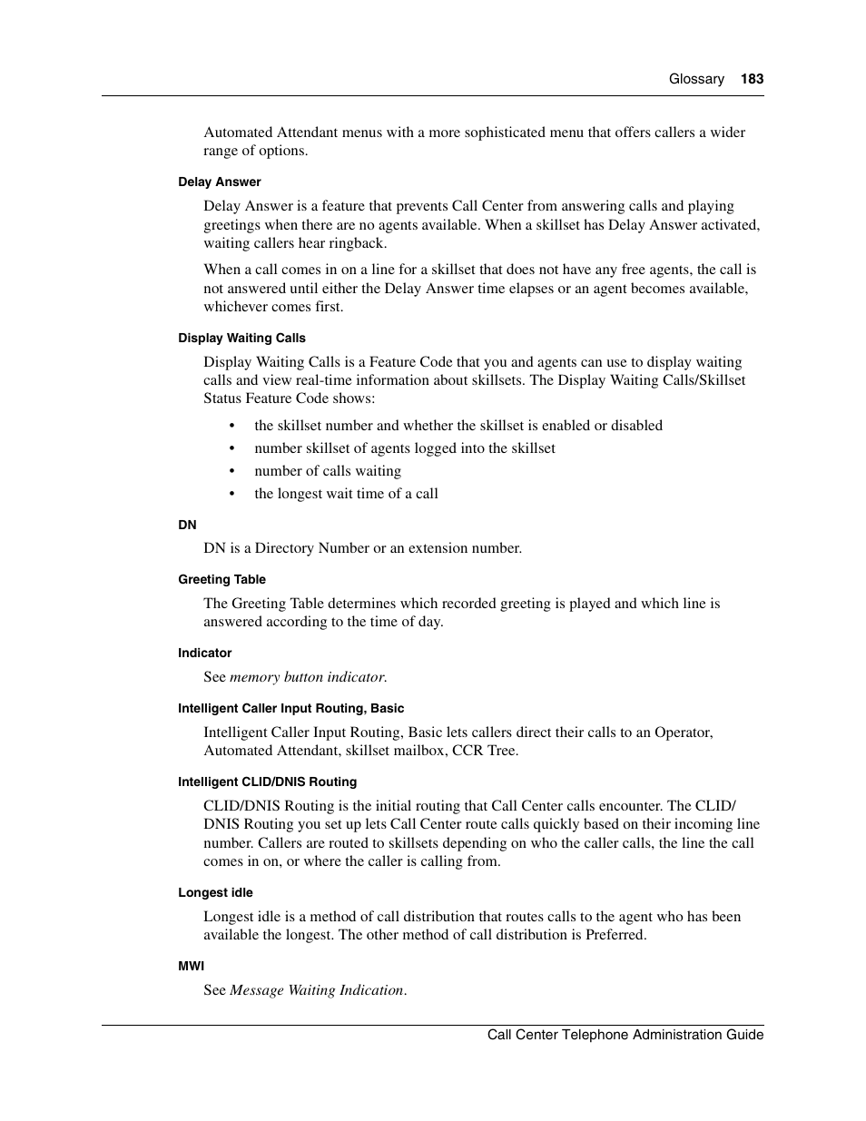 Nortel Networks Call Center Telephone User Manual | Page 183 / 191