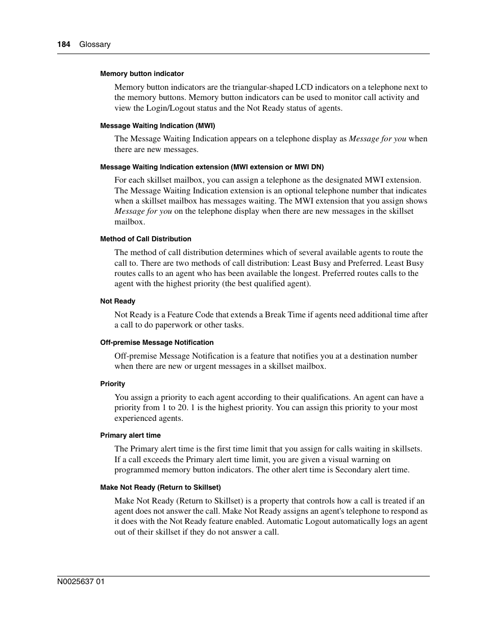 Nortel Networks Call Center Telephone User Manual | Page 184 / 191
