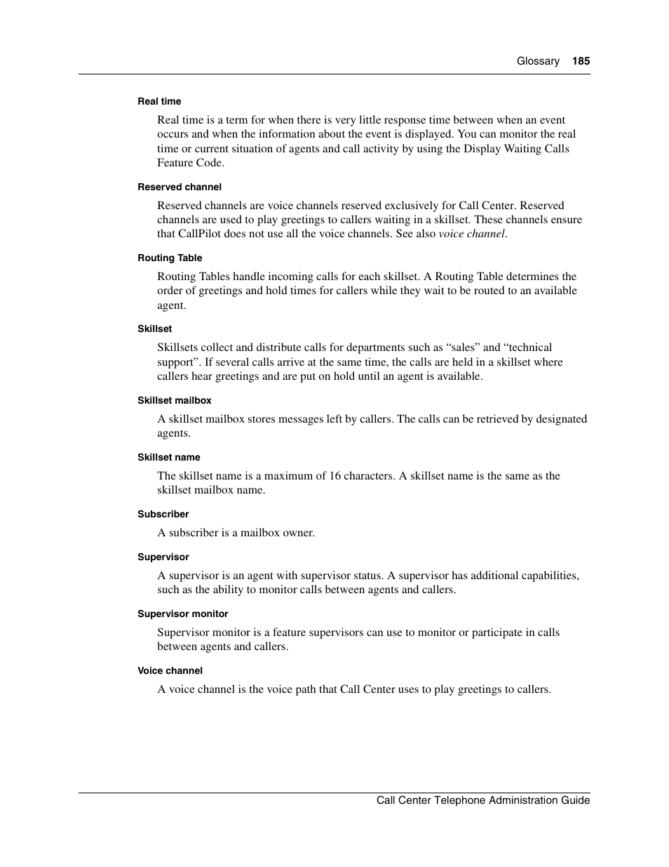 Nortel Networks Call Center Telephone User Manual | Page 185 / 191