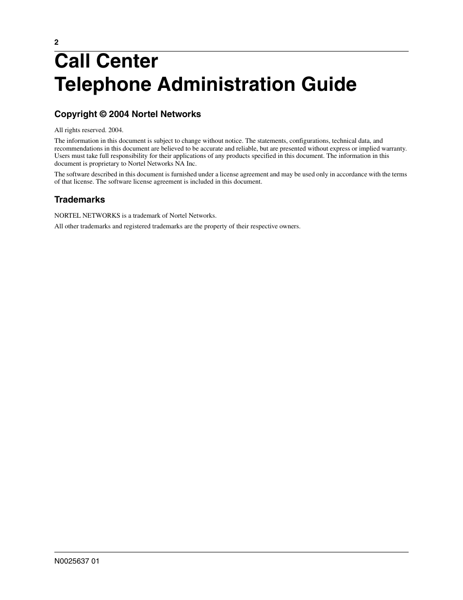 Call center telephone administration guide | Nortel Networks Call Center Telephone User Manual | Page 2 / 191