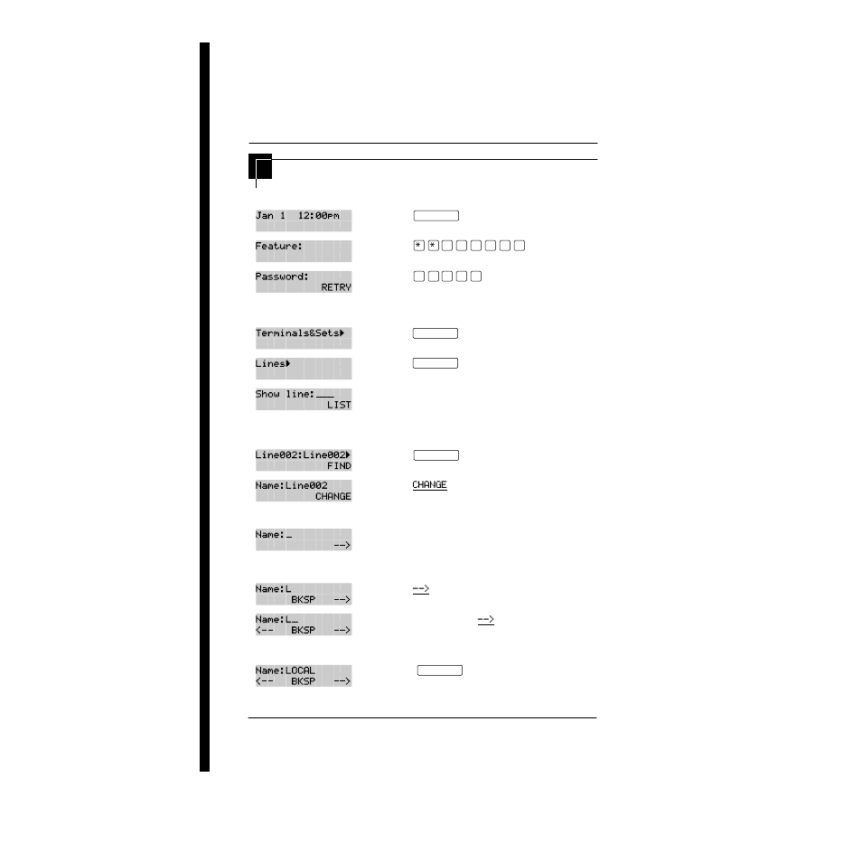 Changing the name of a line, Begin the programming session, Change the name of a line | Changing the name of a line 20 | Nortel Networks P0857846 User Manual | Page 33 / 187