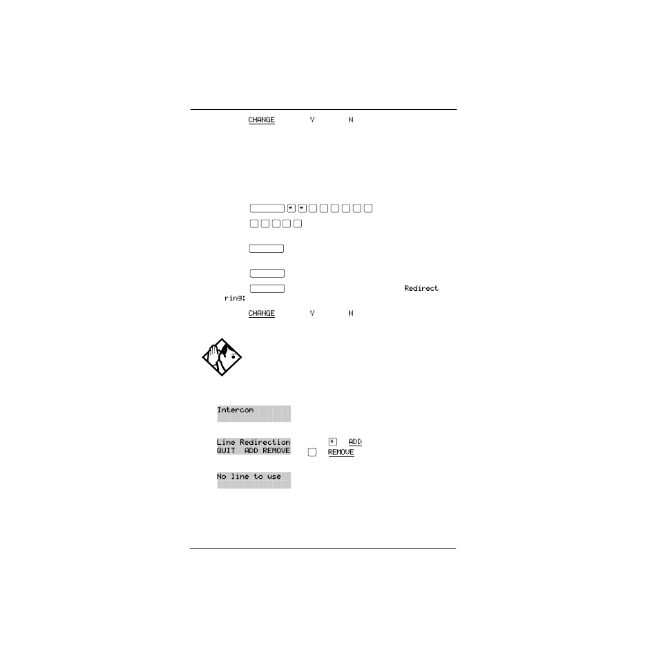 Displays while redirecting lines | Nortel Networks P0857846 User Manual | Page 89 / 187