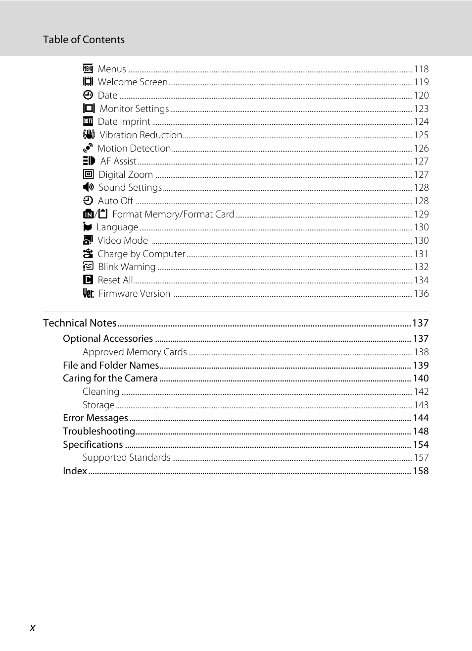 Nikon S640 User Manual | Page 12 / 176