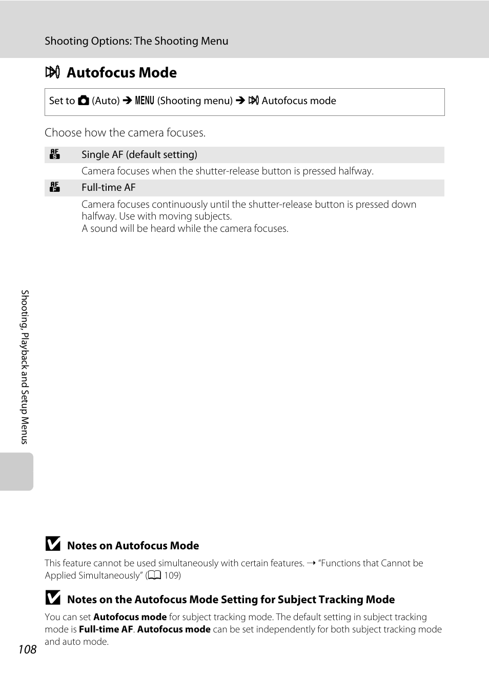Autofocus mode, I autofocus mode, Iautofocus mode | Nikon S640 User Manual | Page 120 / 176