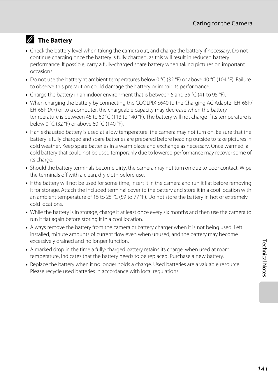 R “the battery” (a 141, A 141 | Nikon S640 User Manual | Page 153 / 176